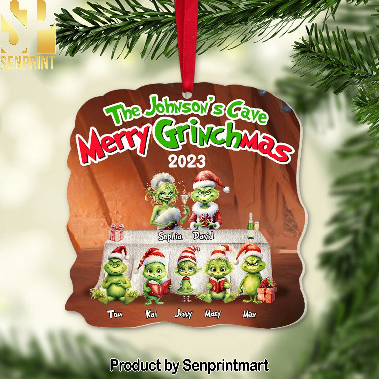 The Grinch Merry Christmas, Personalized Family Ornament, Xmas Gift