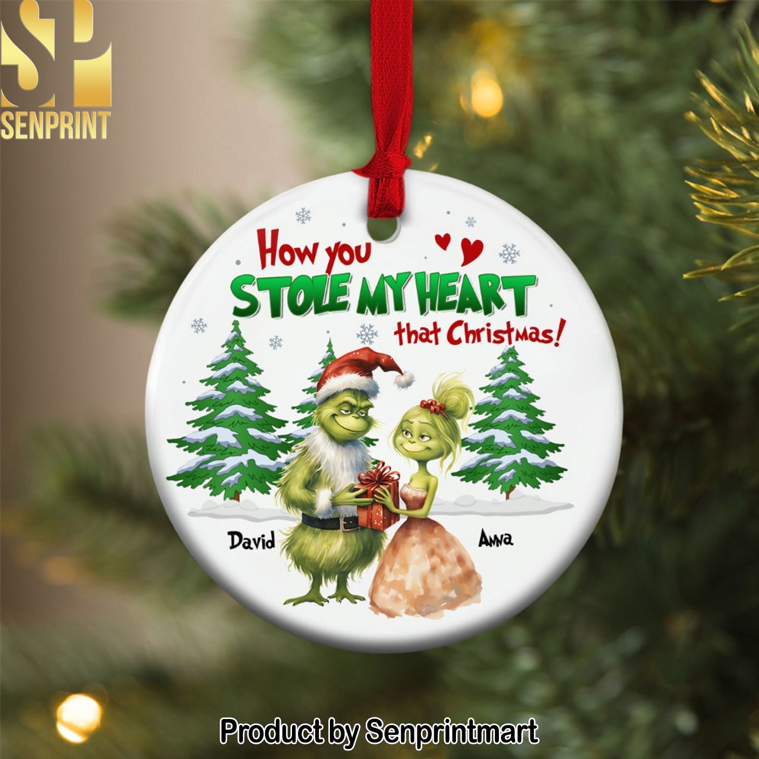 The Grinch, How You Stole My Heart That Christmas, Personalized Couple Ornament, Couple Gift