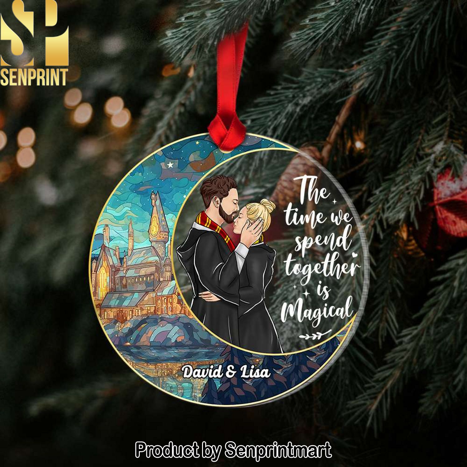 The Time We Spend Together Is Magical, Couple Gift, Personalized Acrylic Ornament, Wizard Couple Suncatcher Ornament, Christmas Gift
