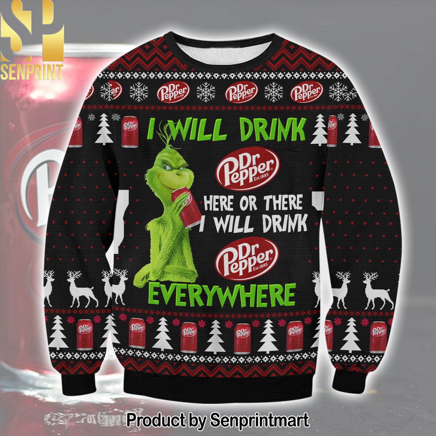 Dr Pepper Grinch For Christmas Gifts 3D Printed Ugly Christmas Sweater