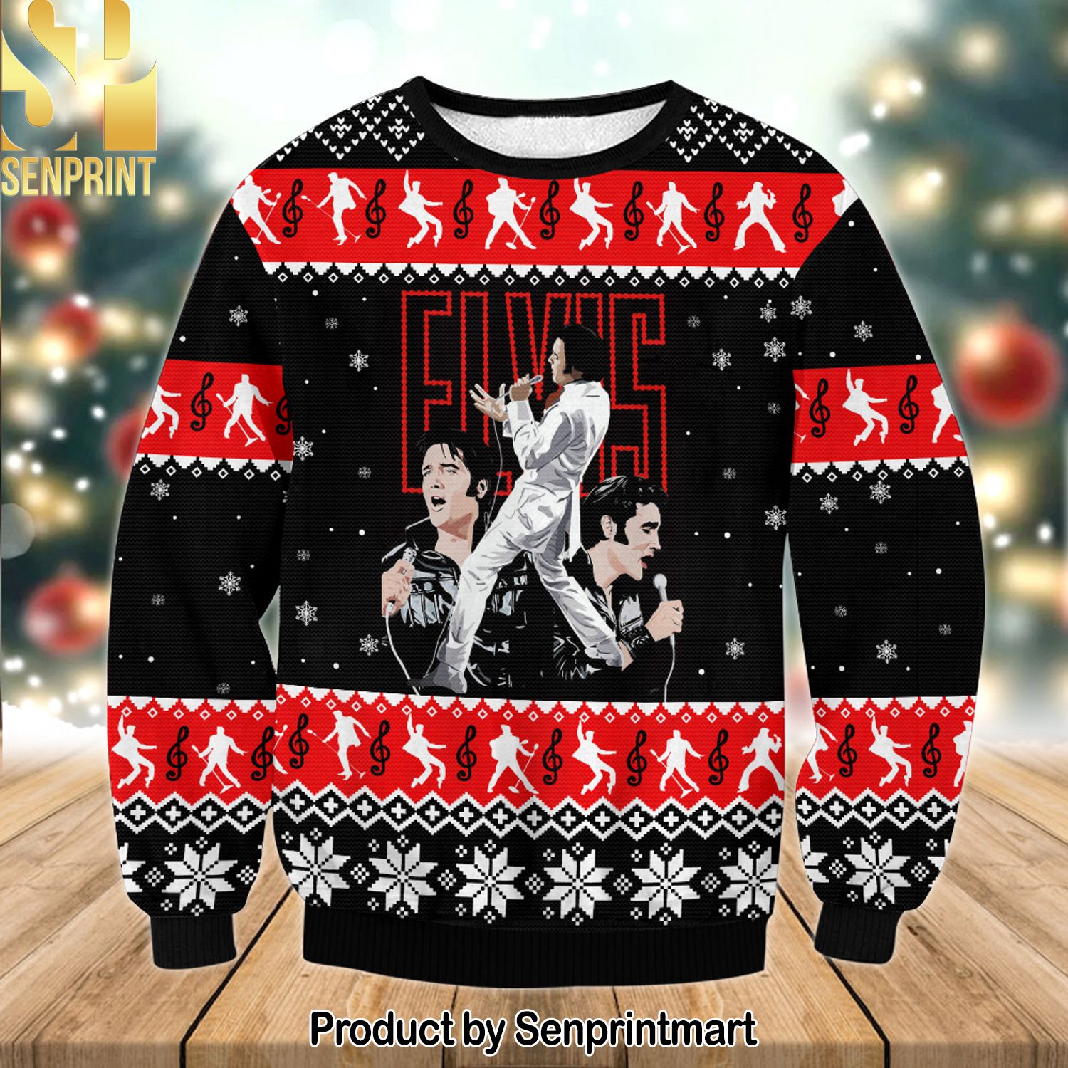 Elvis Presley For Christmas Gifts 3D Ugly Christmas Holiday Sweater