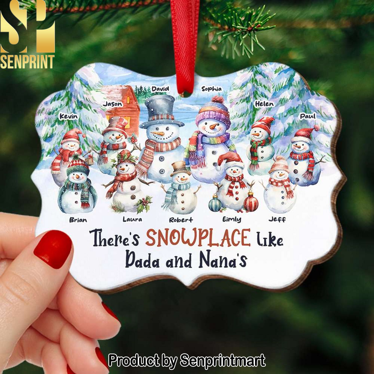 There’s Snowplace Like Dada And Nana’s, Medallion Wood Ornament, Gifts For Snowman Family