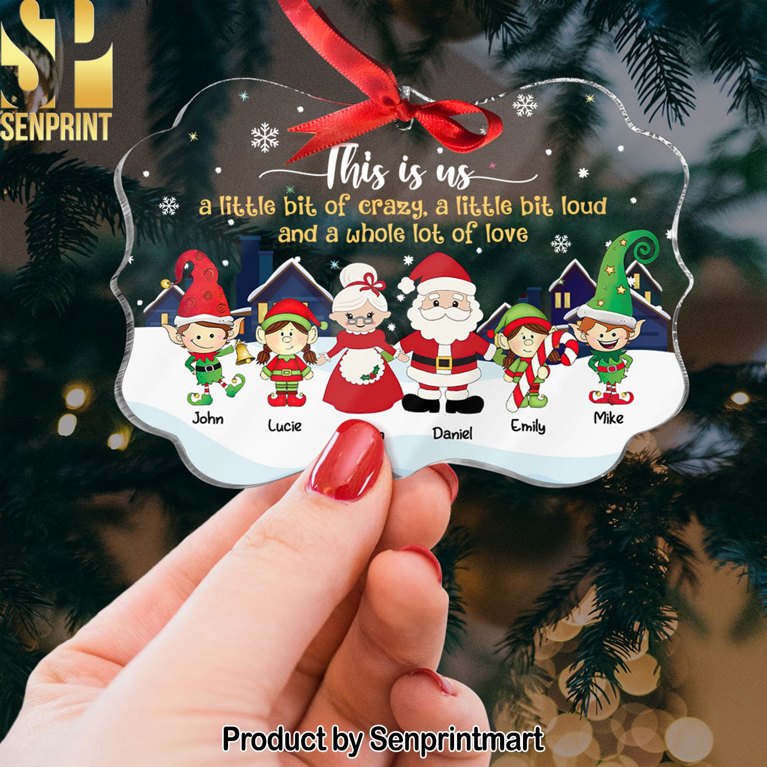 This Is Us, Family Gift, Personalized Acrylic Ornament, Santa Family Ornament, Christmas Gift