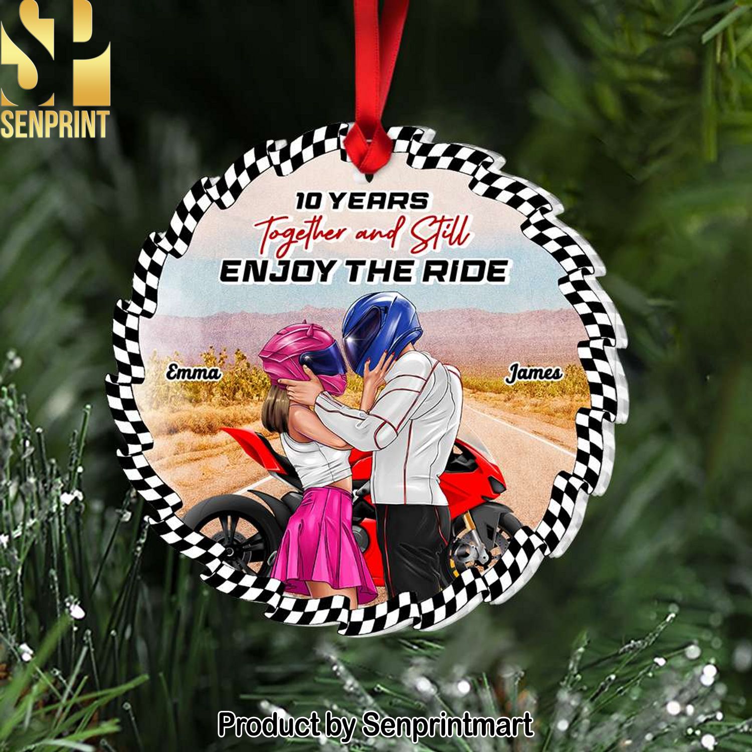 Together And Still Enjoy The Ride, Couple Gift, Personalized Acrylic Ornament, Biker Couple Ornament, Christmas Gift