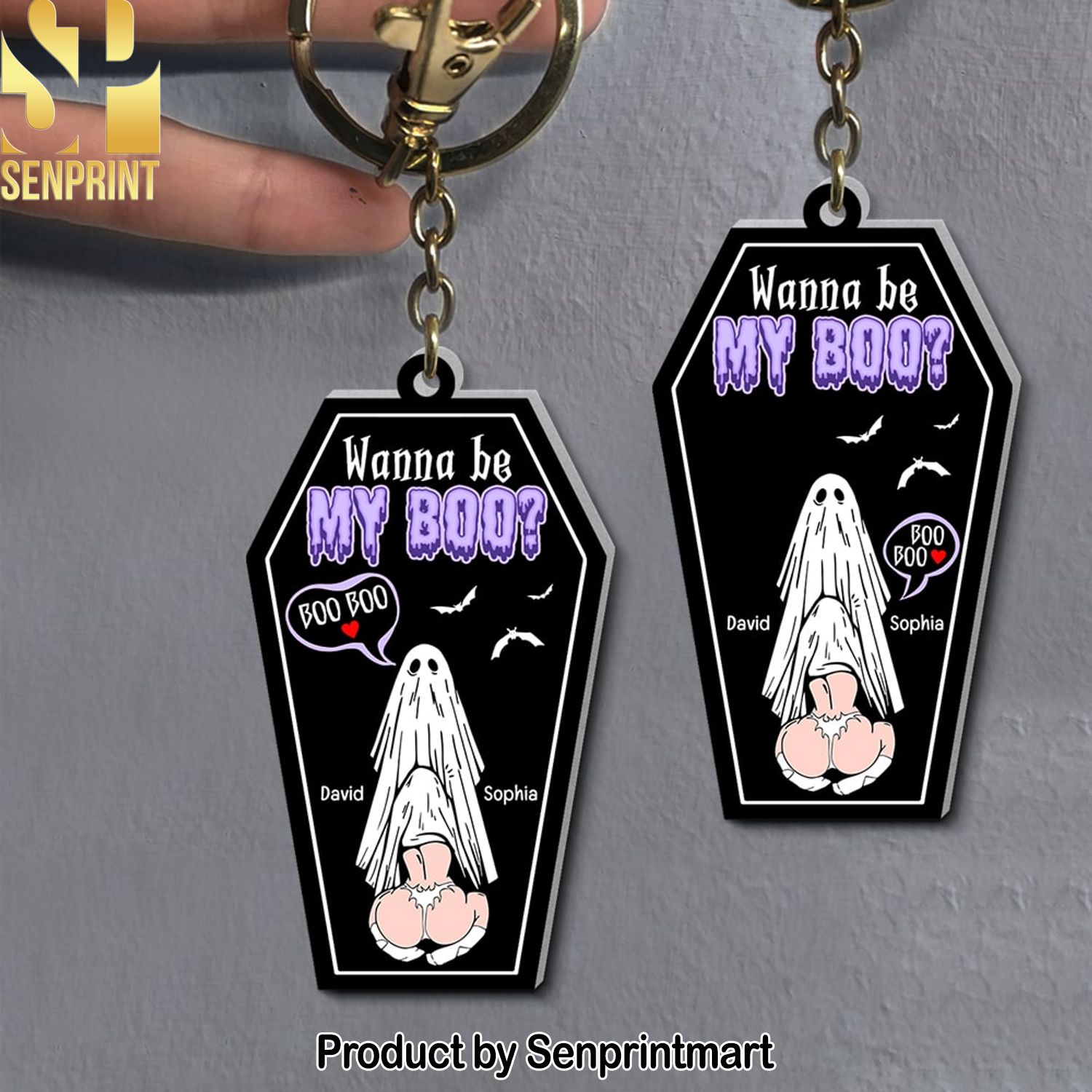 Wanna Be My Boo Personalized Keychain Gift For Him Gift For Her Funny Couple Keychain