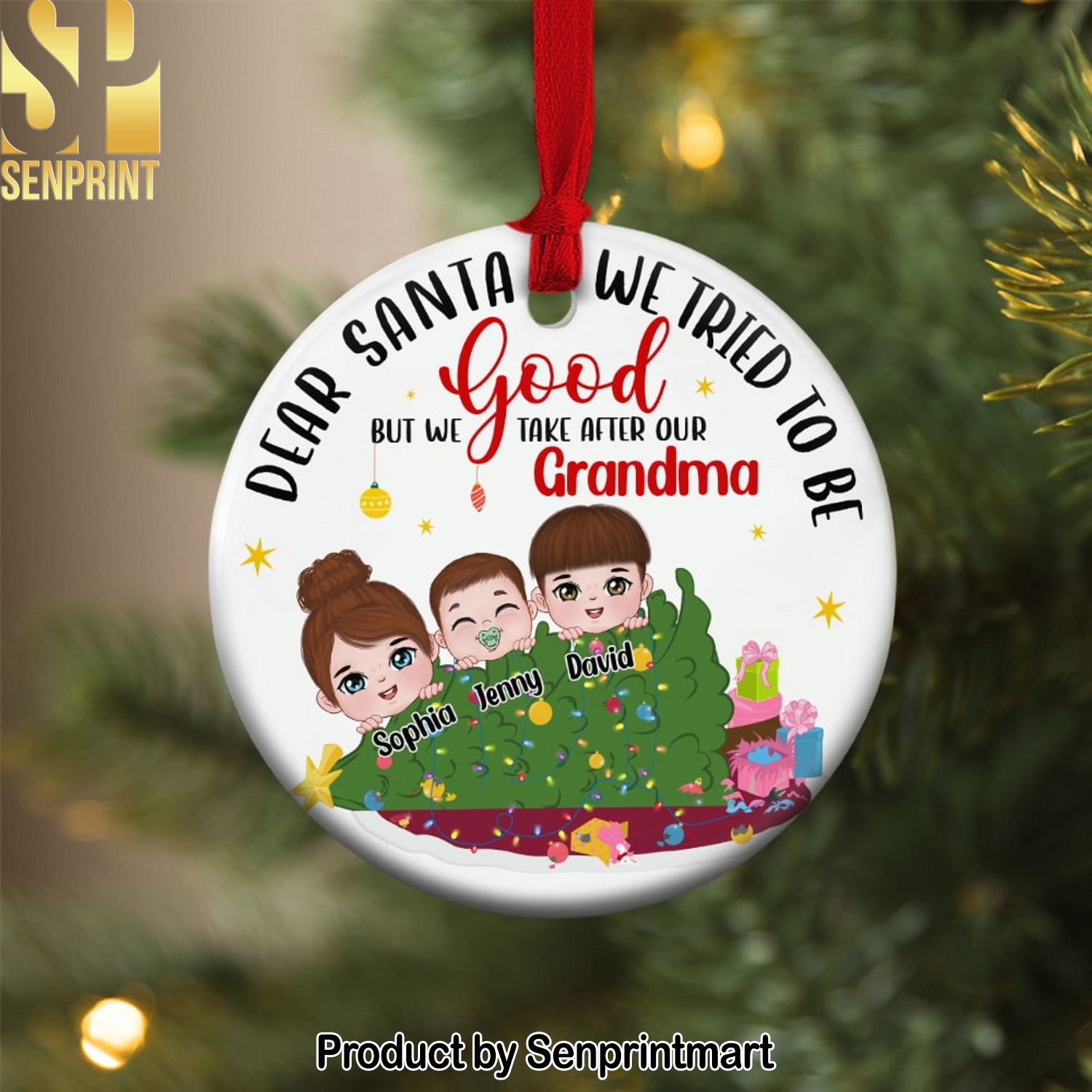We Take After Our Grandma Personalized Funny Grandkids Ornament, Christmas Gift For Grandma