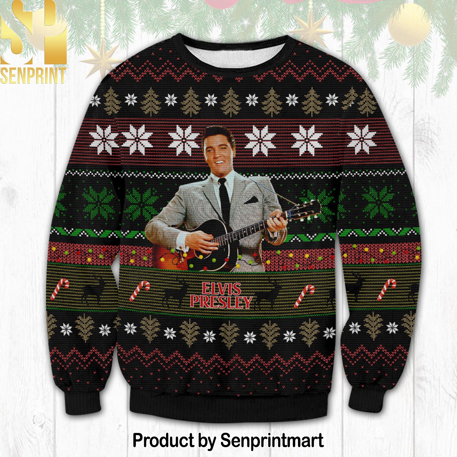 Elvis Presleys For Christmas Gifts Ugly Christmas Wool Knitted Sweater