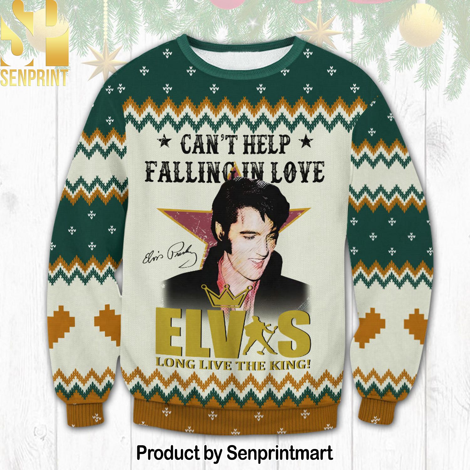 Elvis Presleys For Christmas Gifts Ugly Xmas Wool Knitted Sweater