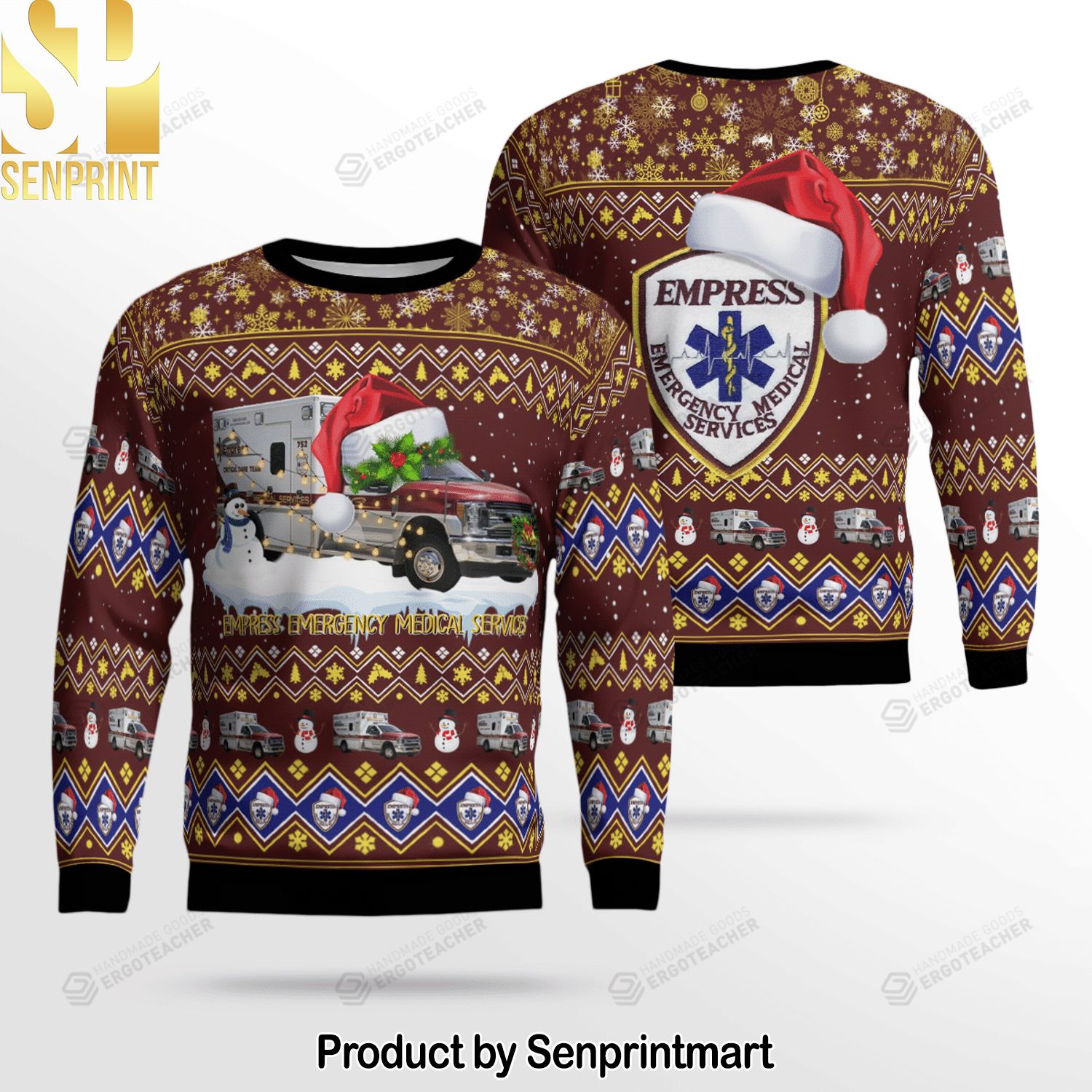 Empress Emergency Medical Services Knitting Pattern Ugly Christmas Sweater
