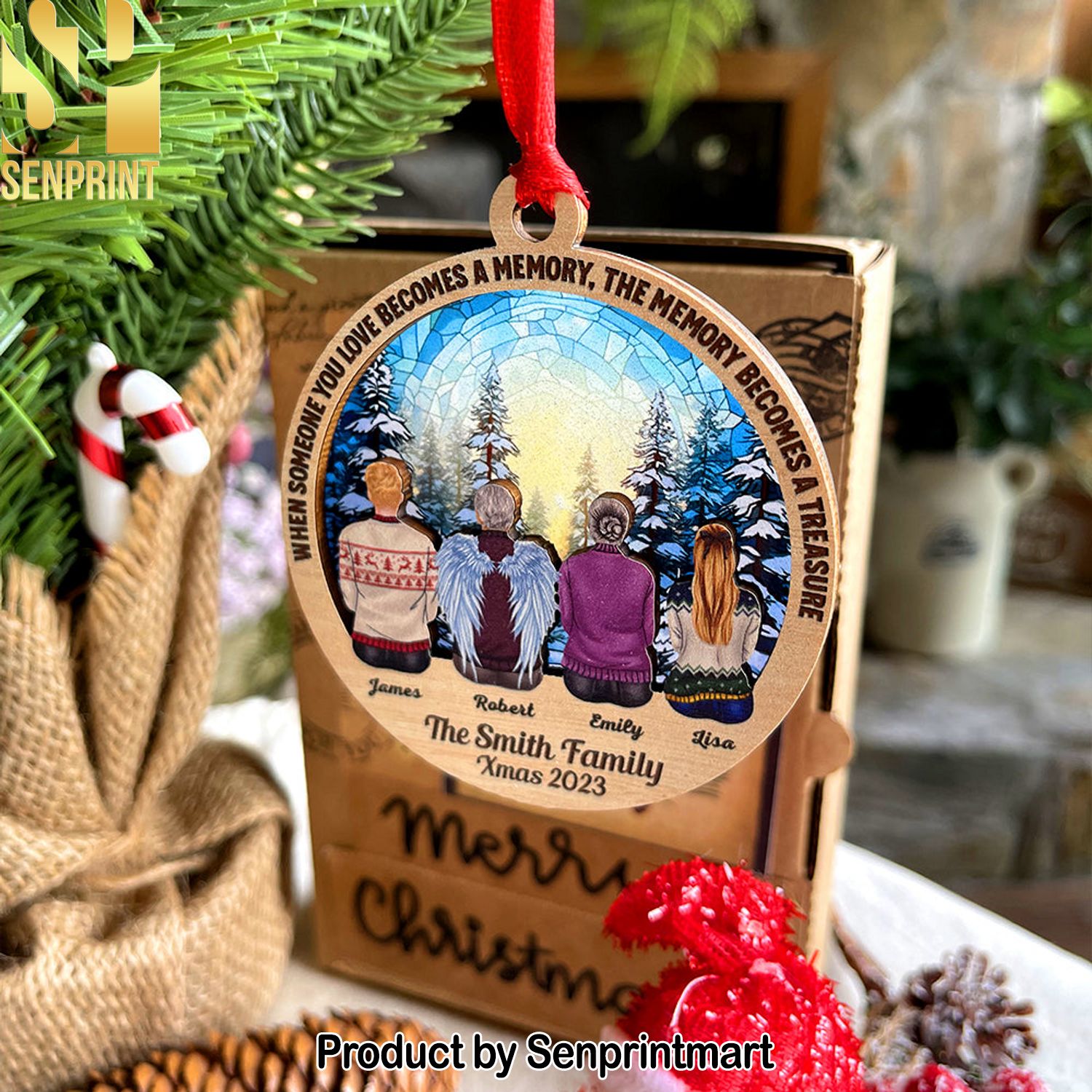 When Someone You Love Becomes A Memory, Gift For Family, Personalized Wood Ornament, Heaven Family Suncatcher Ornament, Gift Ideas
