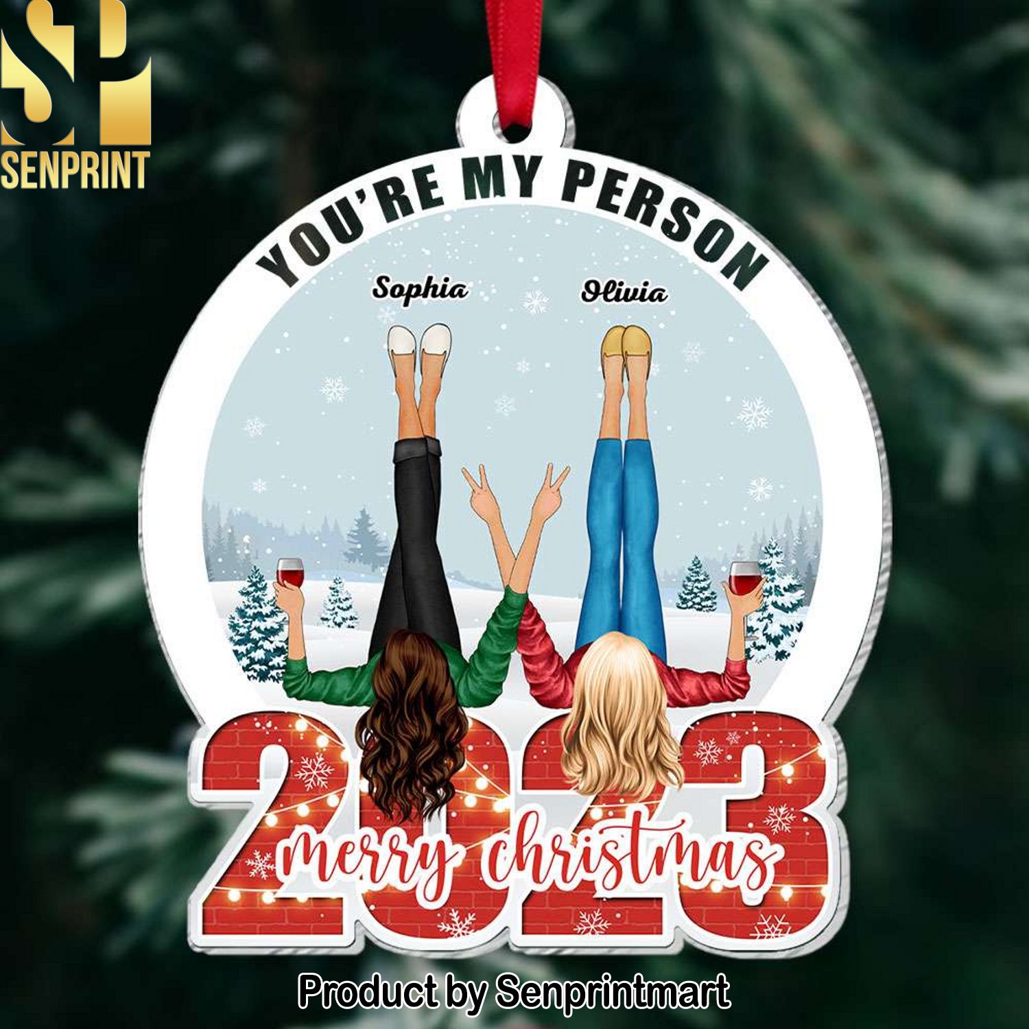 You’re My Person, Gift For Friends, Personalized Ornament, Bestie Drinking Ornament, Christmas Gift