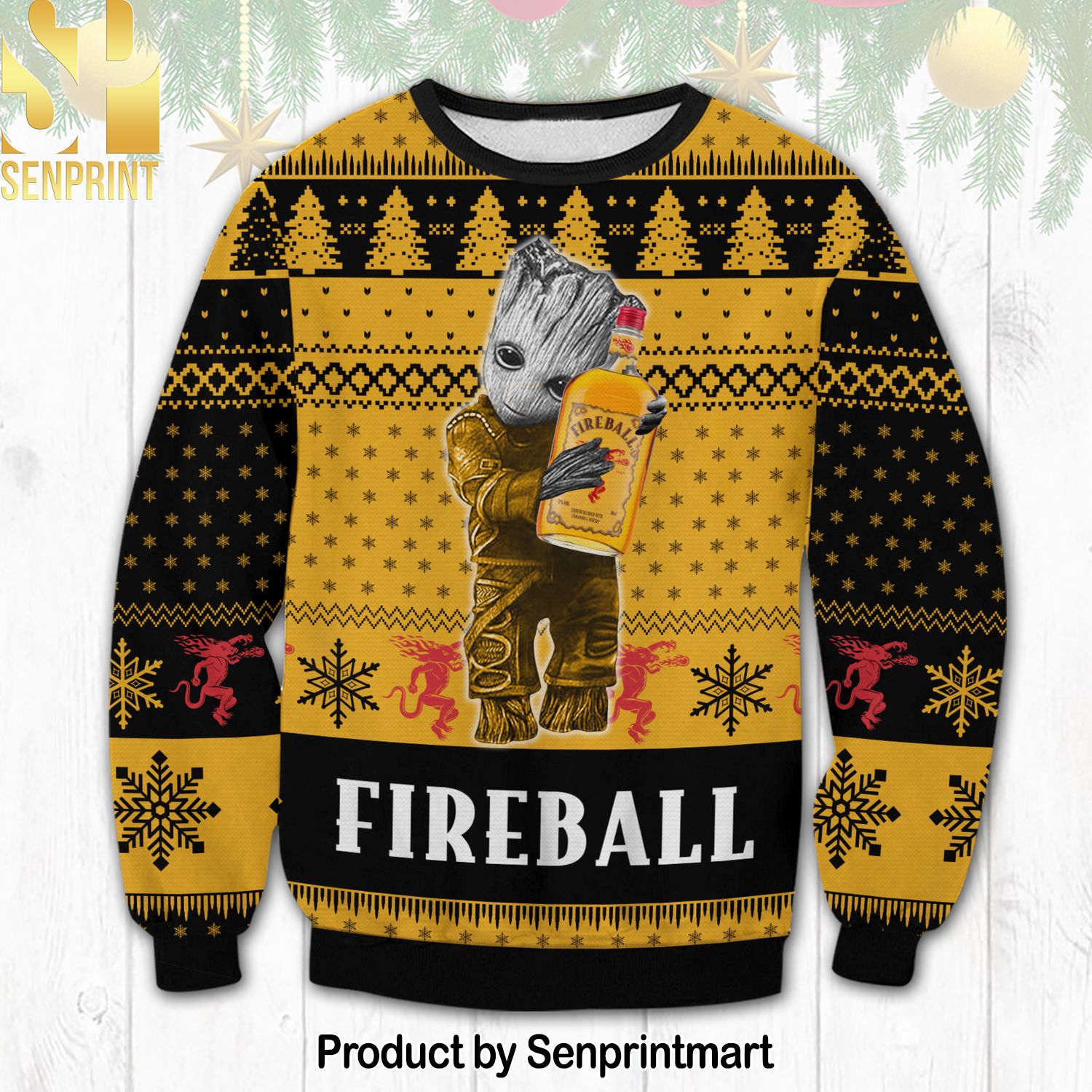 Fireball Groot For Christmas Gifts Knitting Pattern Sweater