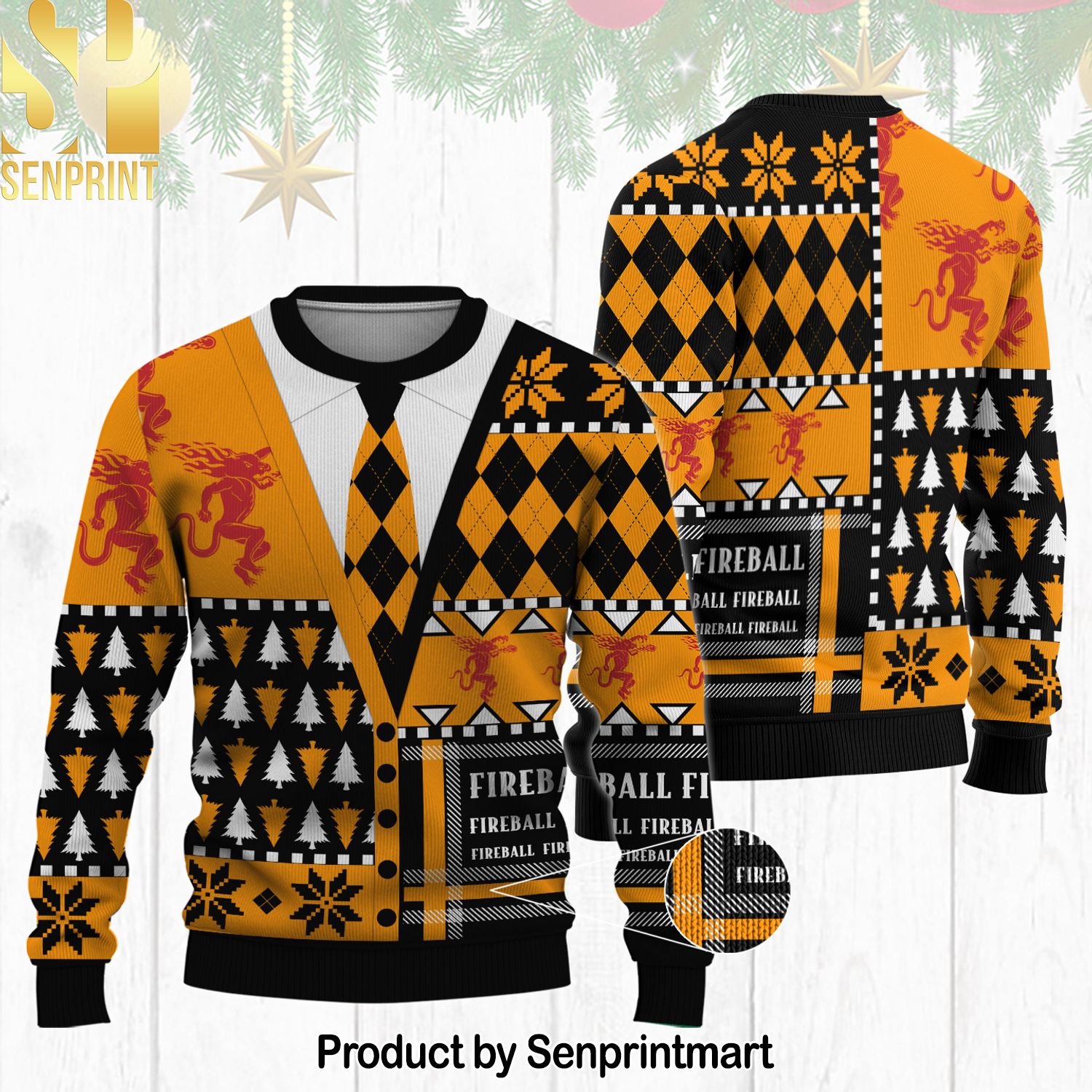 Fireball Tie For Christmas Gifts Ugly Christmas Sweater