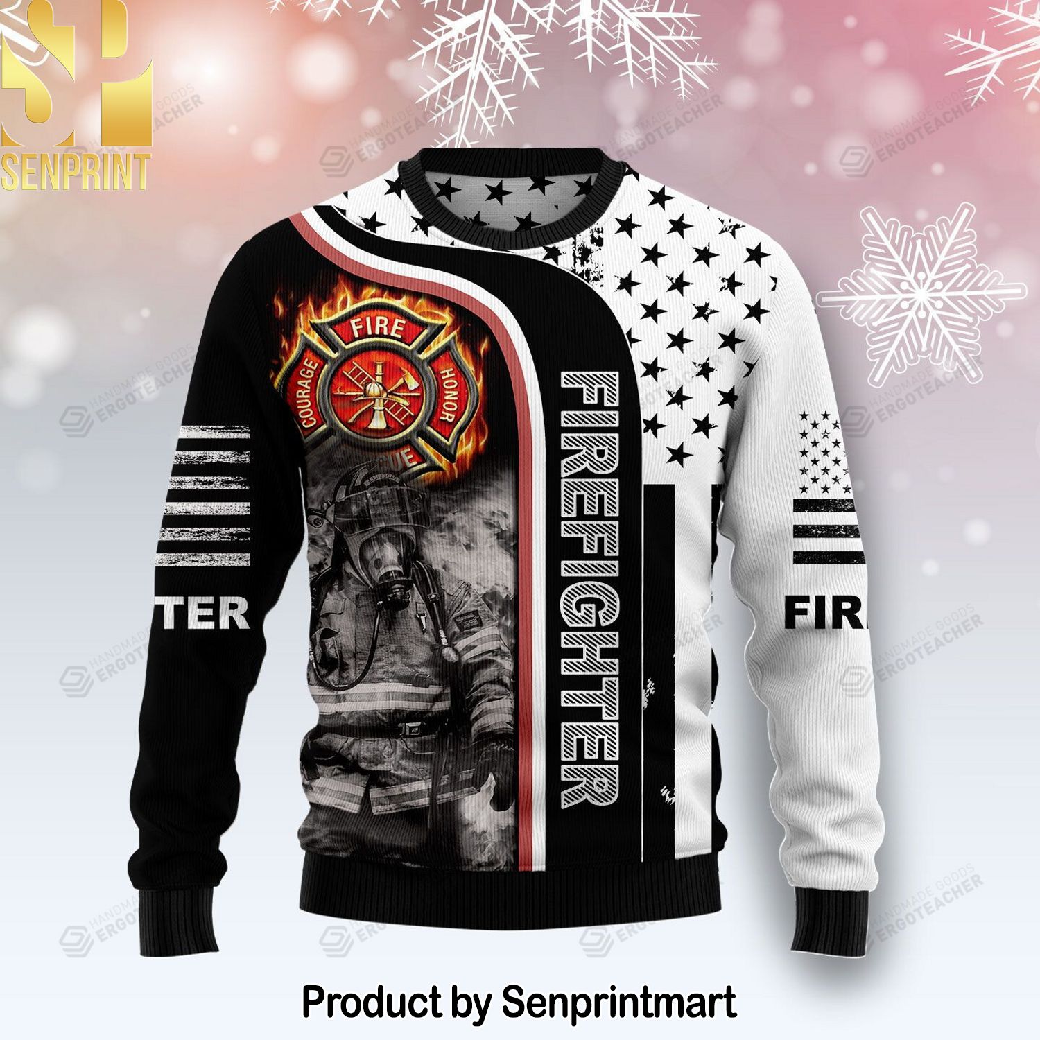 Firefighter Awesome For Christmas Gifts Knitting Pattern Sweater