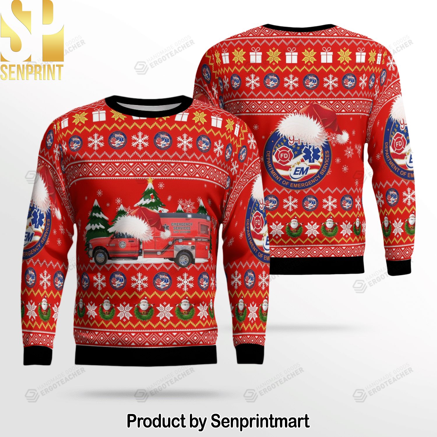 Florida Bay County Ems Knitting Pattern Ugly Christmas Holiday Sweater