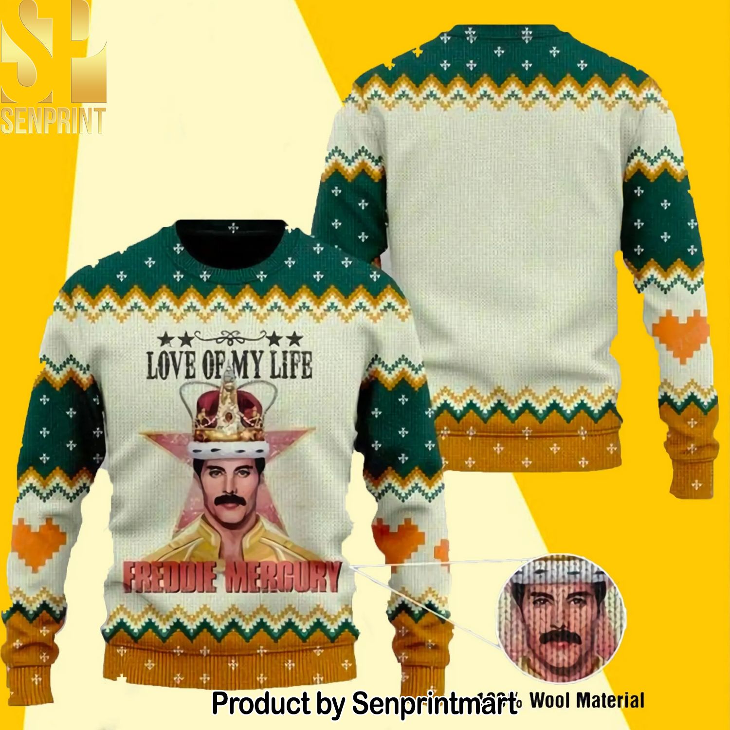 Freddie Mercury Ugly Christmas Holiday Sweater