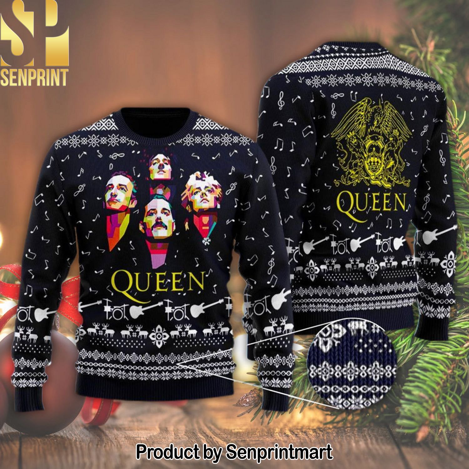 Freddie Mercury Ugly Christmas Wool Knitted Sweater