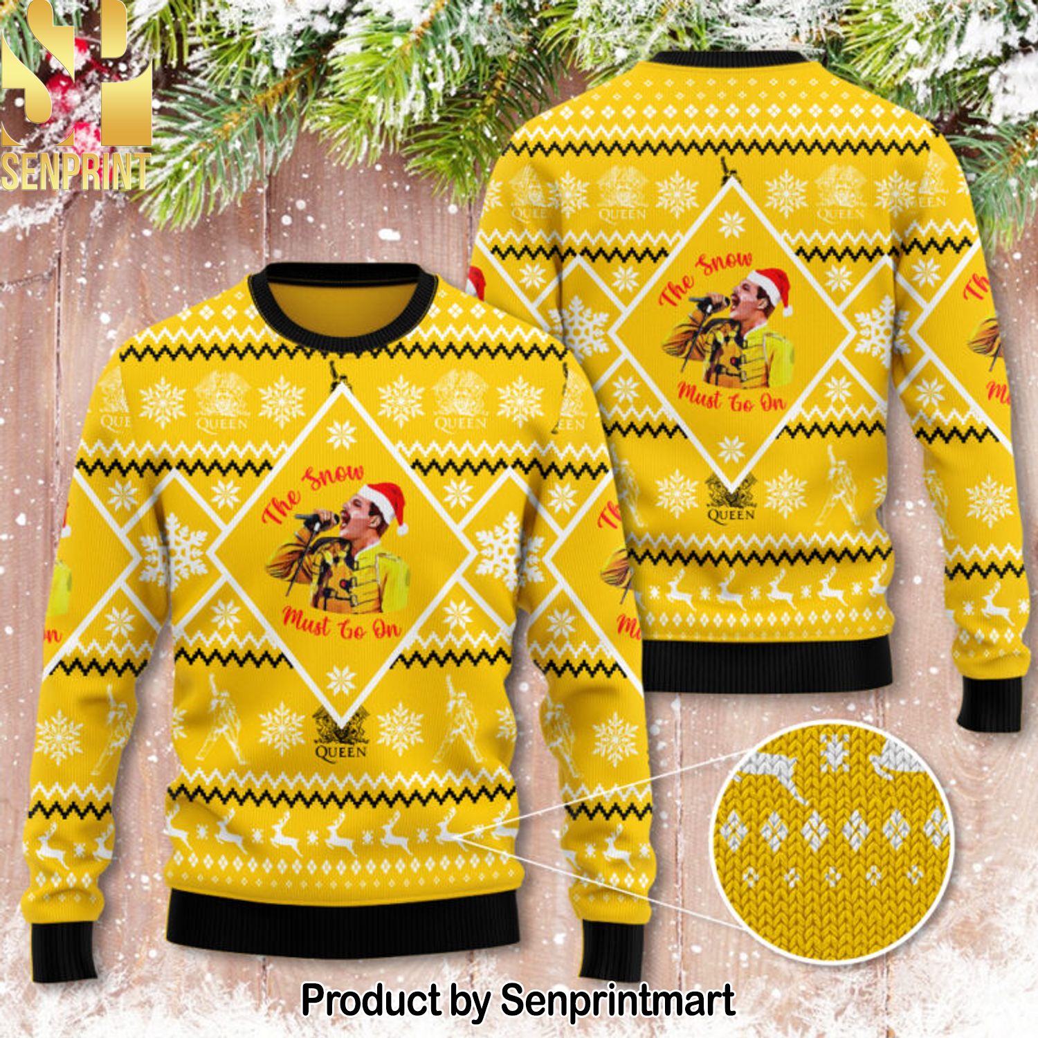 Freddie Mercury Ugly Xmas Wool Knitted Sweater