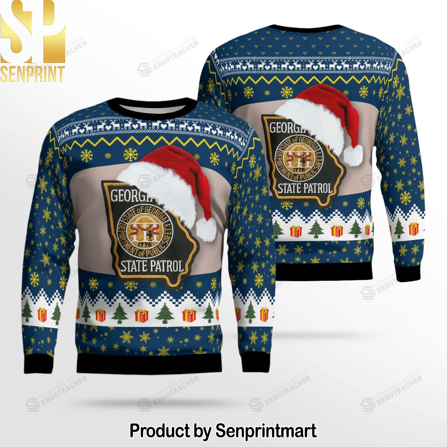 Georgia State Patrol Knitting Pattern Ugly Christmas Sweater