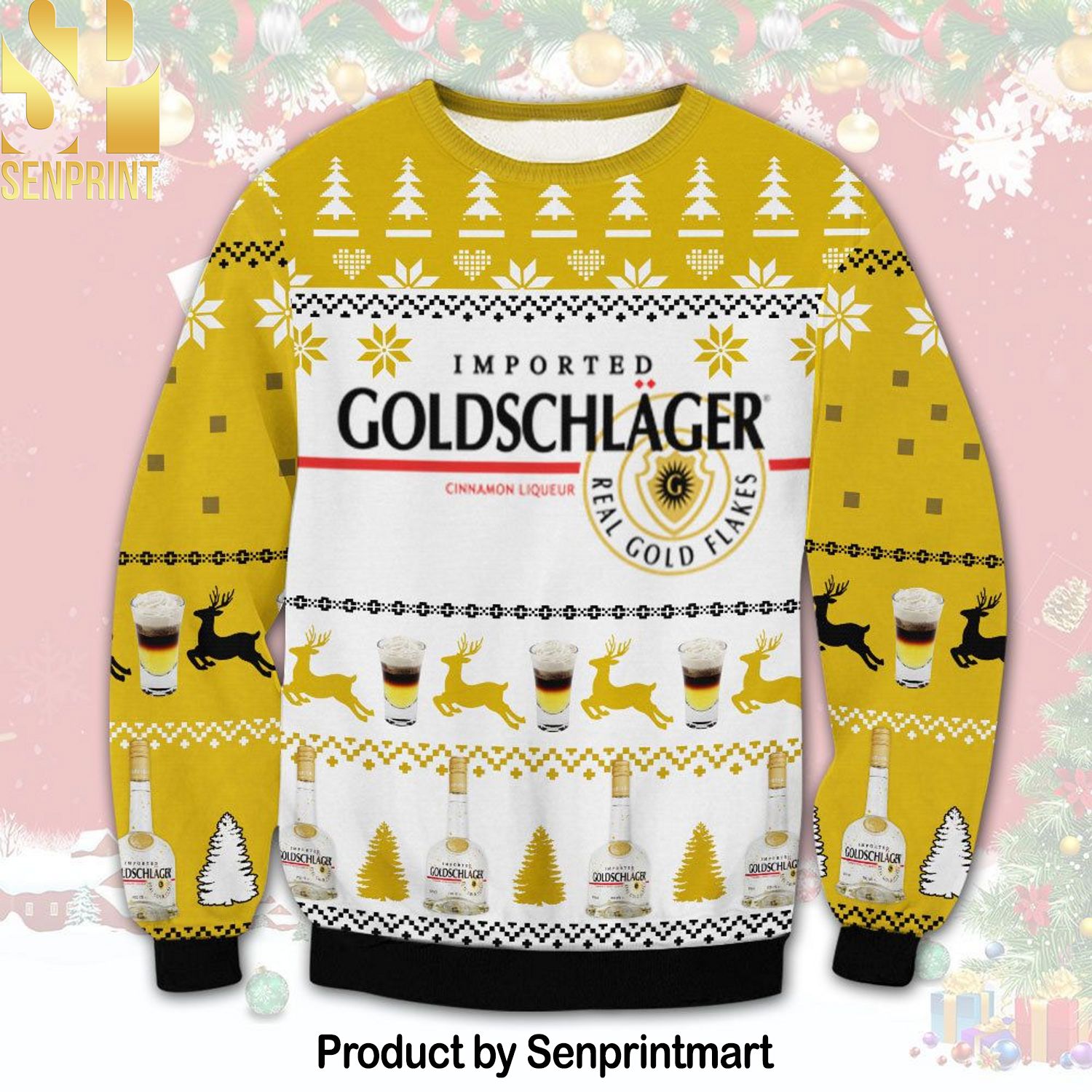 Goldschlager Cinnamon Schnapps Liqueur Knitting Pattern Ugly Christmas Sweater