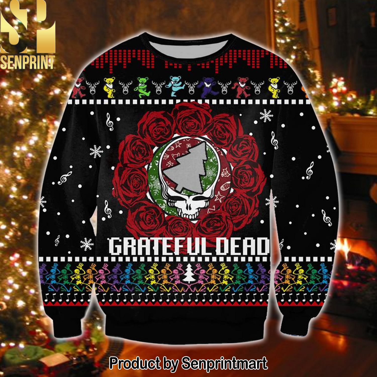 Grateful Dead 3D Printed Ugly Christmas Sweater