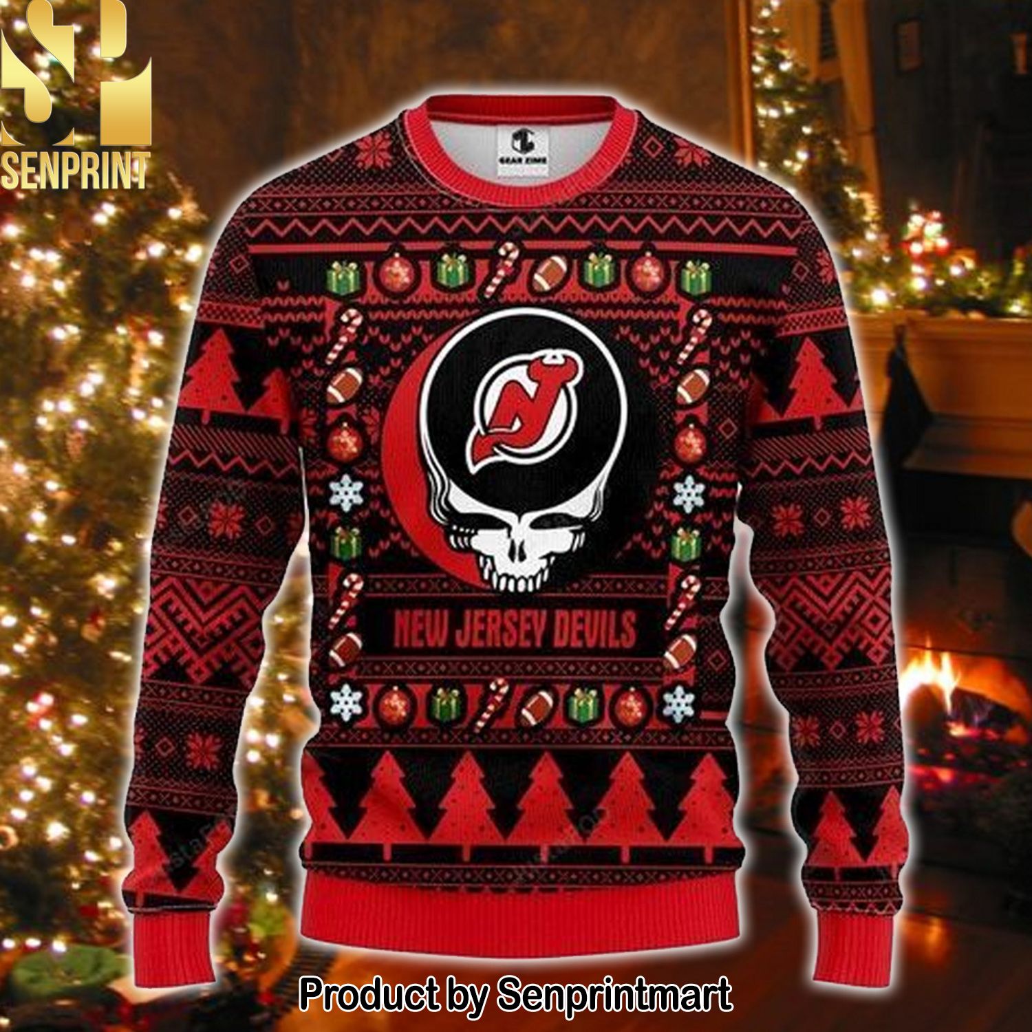 Grateful Dead Knitting Pattern Ugly Christmas Holiday Sweater