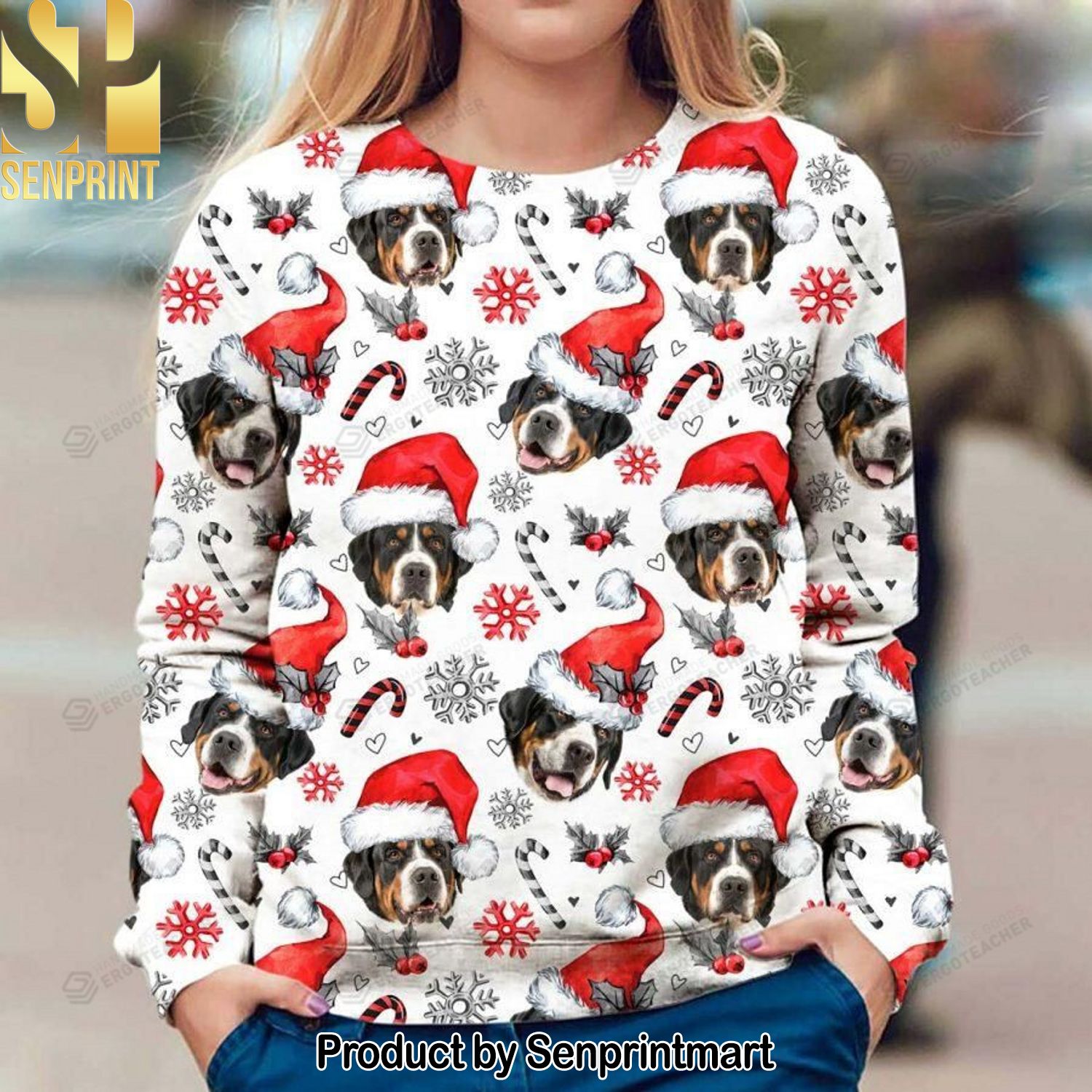 Greater Swiss Mountain Dog For Christmas Gifts Ugly Xmas Wool Knitted Sweater