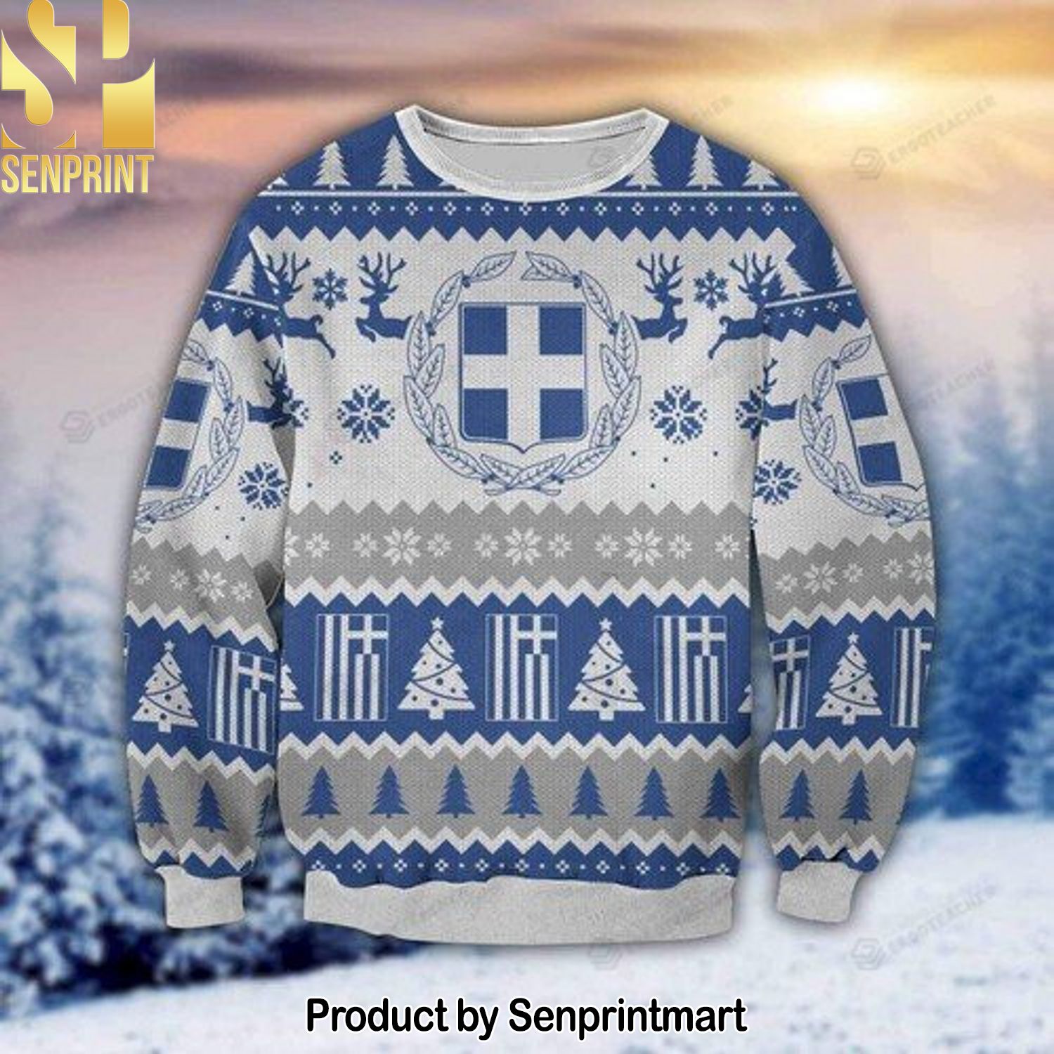 Greece For Christmas Gifts Ugly Christmas Wool Knitted Sweater