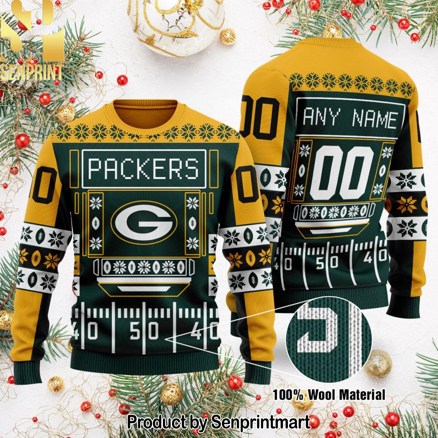 Green Bay Packers NFL For Christmas Gifts Ugly Christmas Wool Knitted Sweater