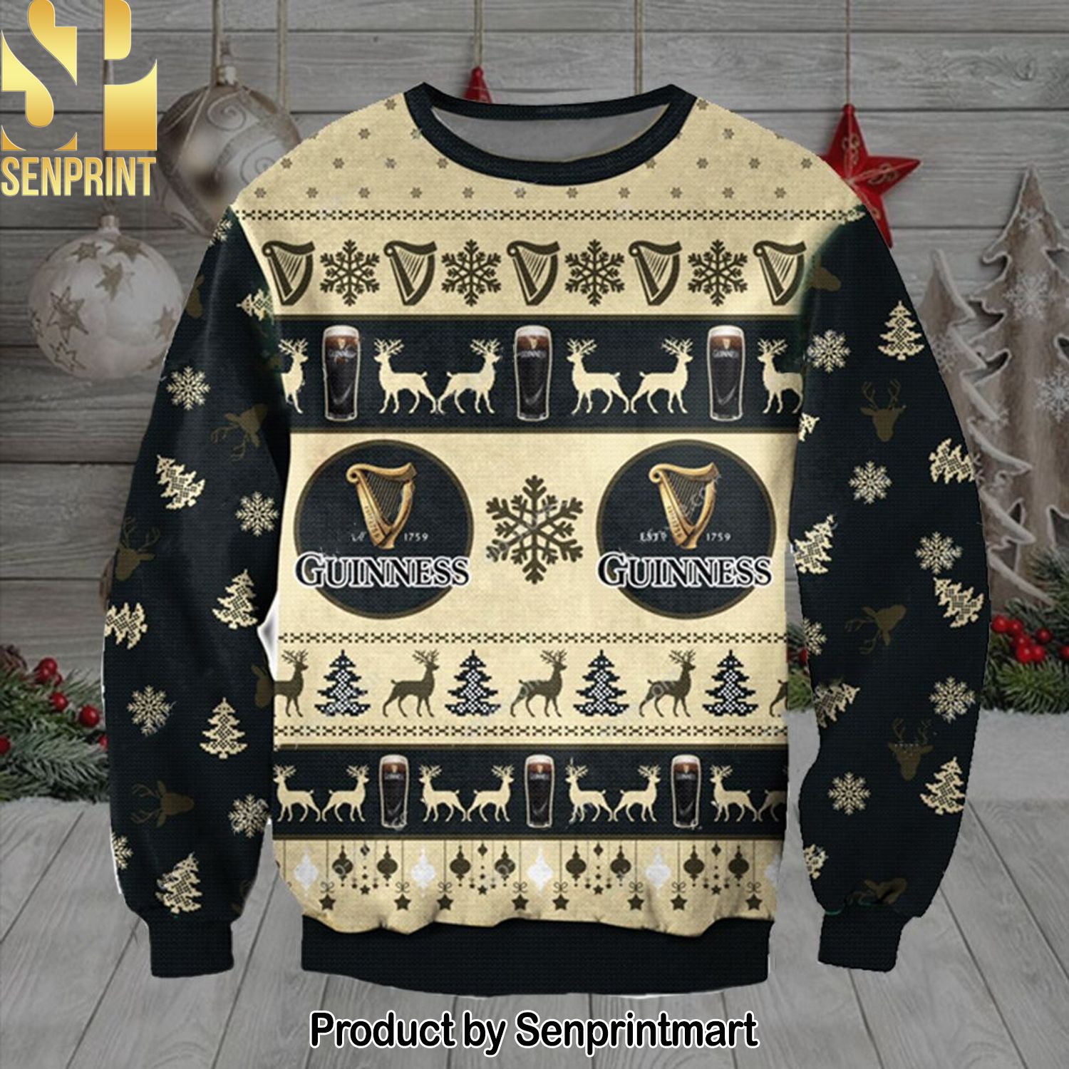 Guinness For Christmas Gifts Ugly Christmas Wool Knitted Sweater