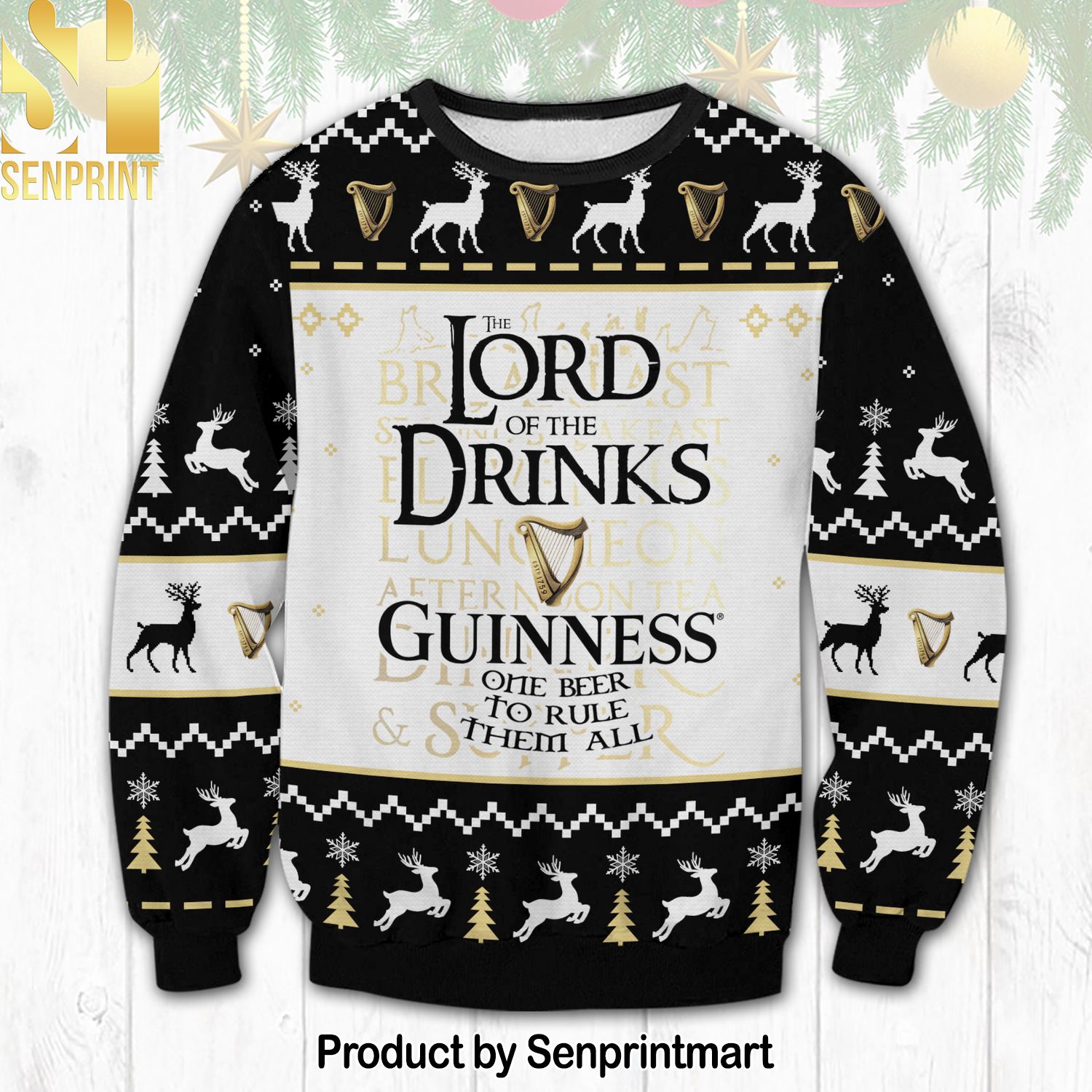 Guinness Lord Of The Rings Knitting Pattern Ugly Christmas Holiday Sweater