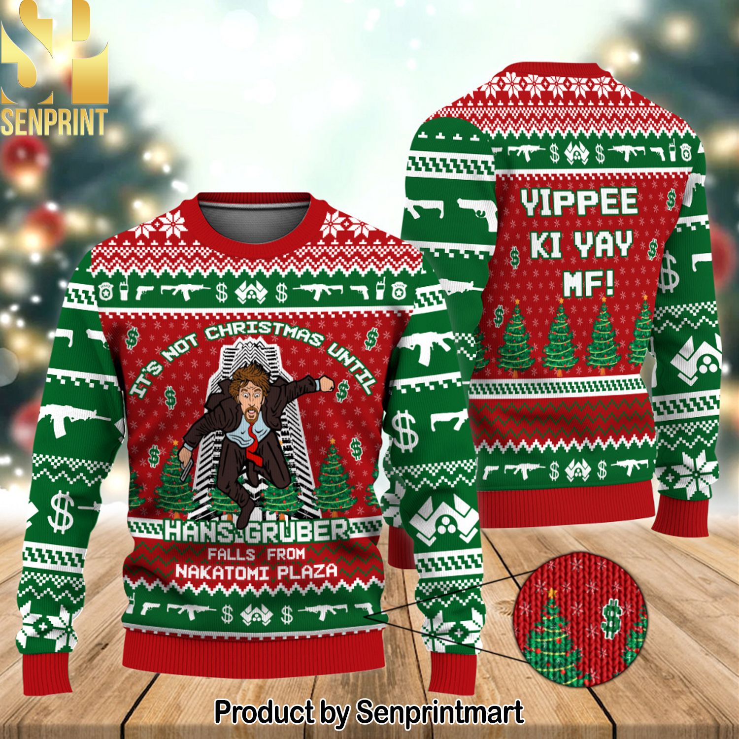 Hans Gruber Fall Nakatomi Plaza Die Hard Knitting Pattern Ugly Christmas Sweater