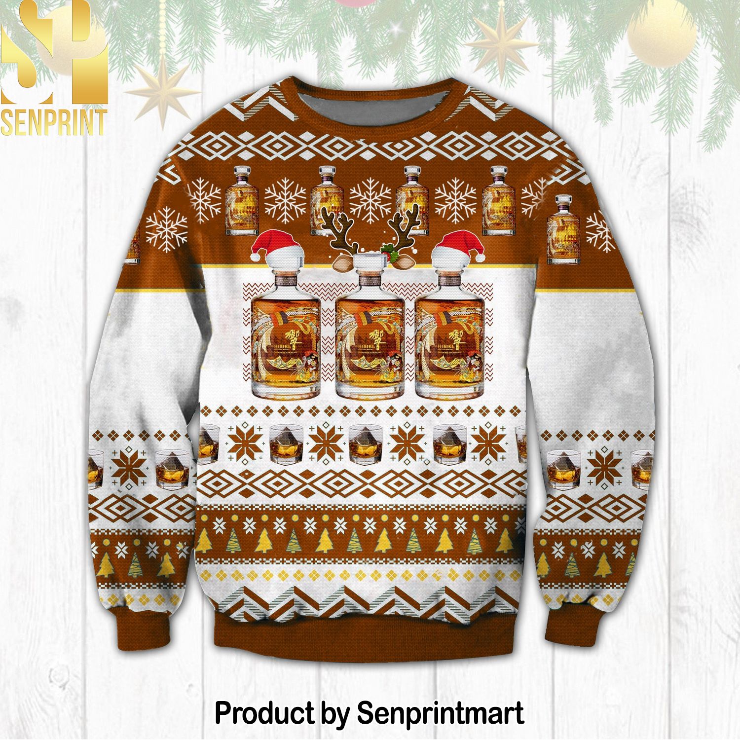 Hibiki Blended Japanese Whisky 3D Printed Ugly Christmas Sweater