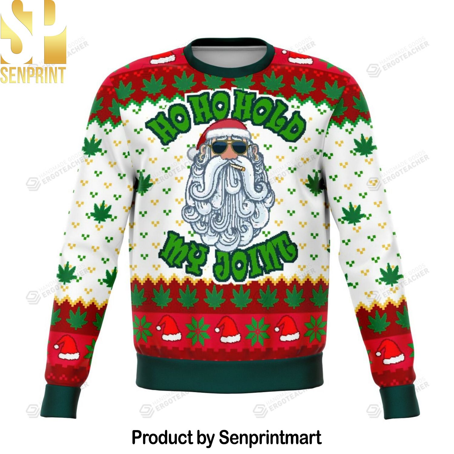 Ho Ho Ho Ho My Joint Dank Knitting Pattern Ugly Christmas Holiday Sweater