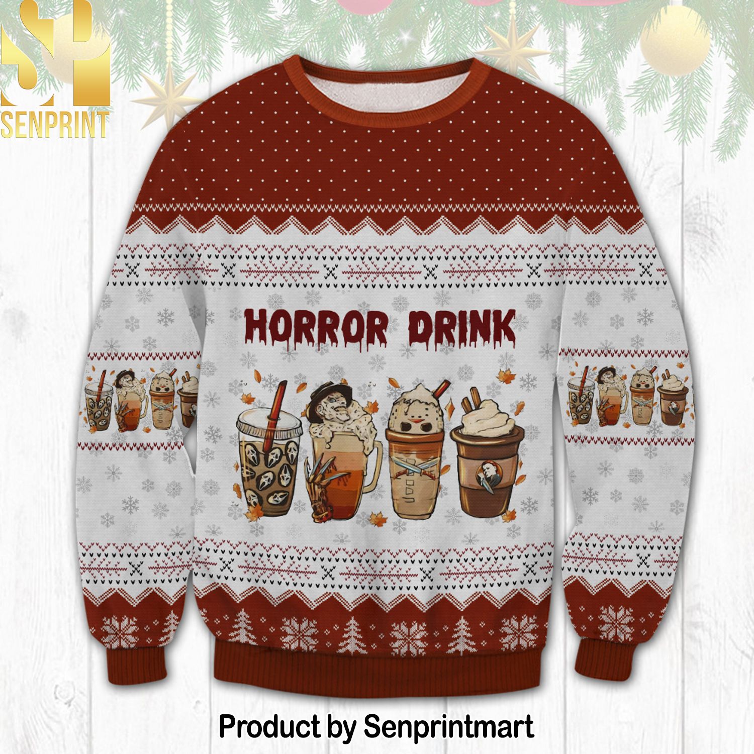 Horror Drink Knitting Pattern Ugly Christmas Sweater