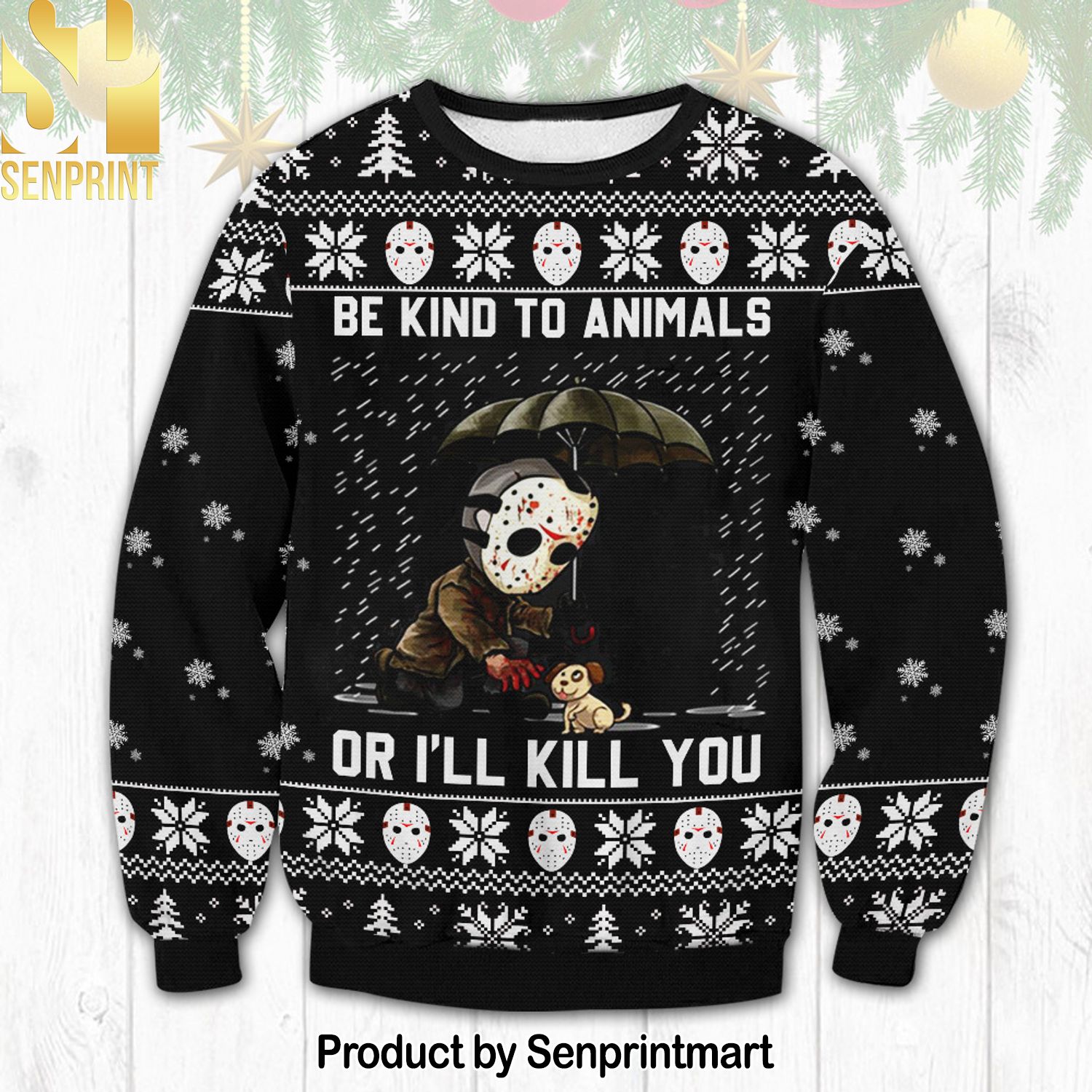 Horror Kind To Animals Christmas Ugly Wool Knitted Sweater