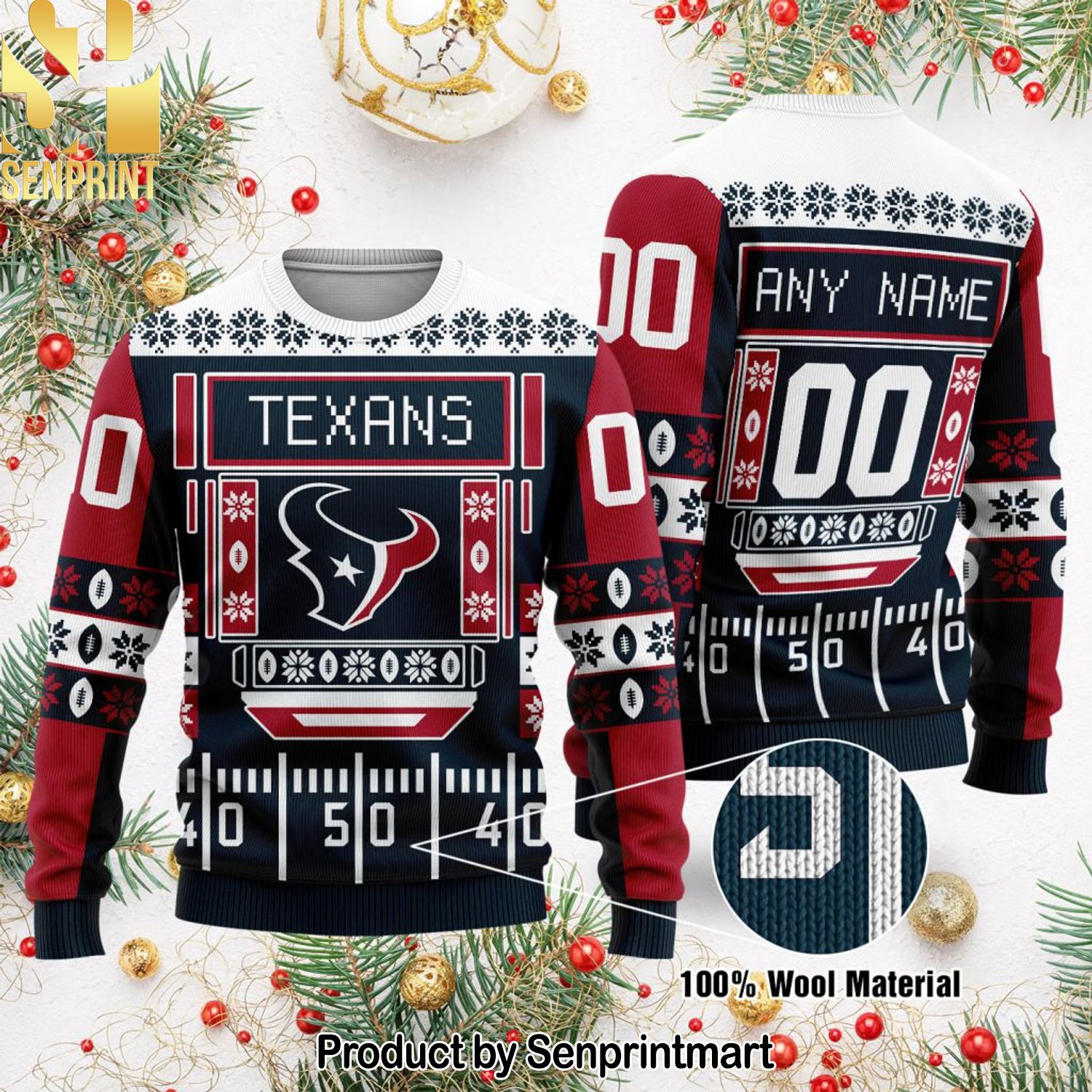 Houston Texans NFL For Christmas Gifts Ugly Christmas Holiday Sweater