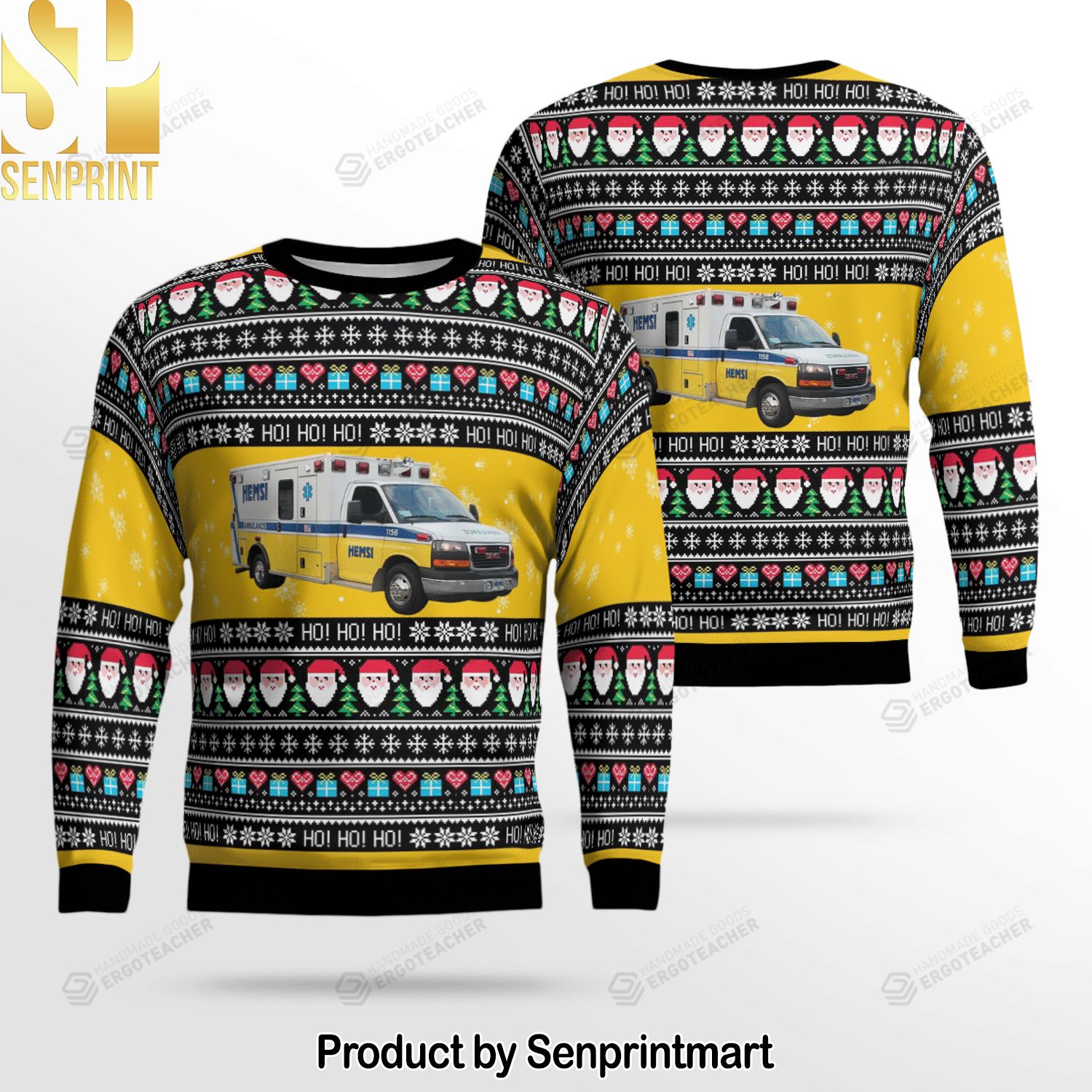 Huntsville Alabama Hemsi Ambulance For Christmas Gifts 3D Printed Ugly Christmas Sweater