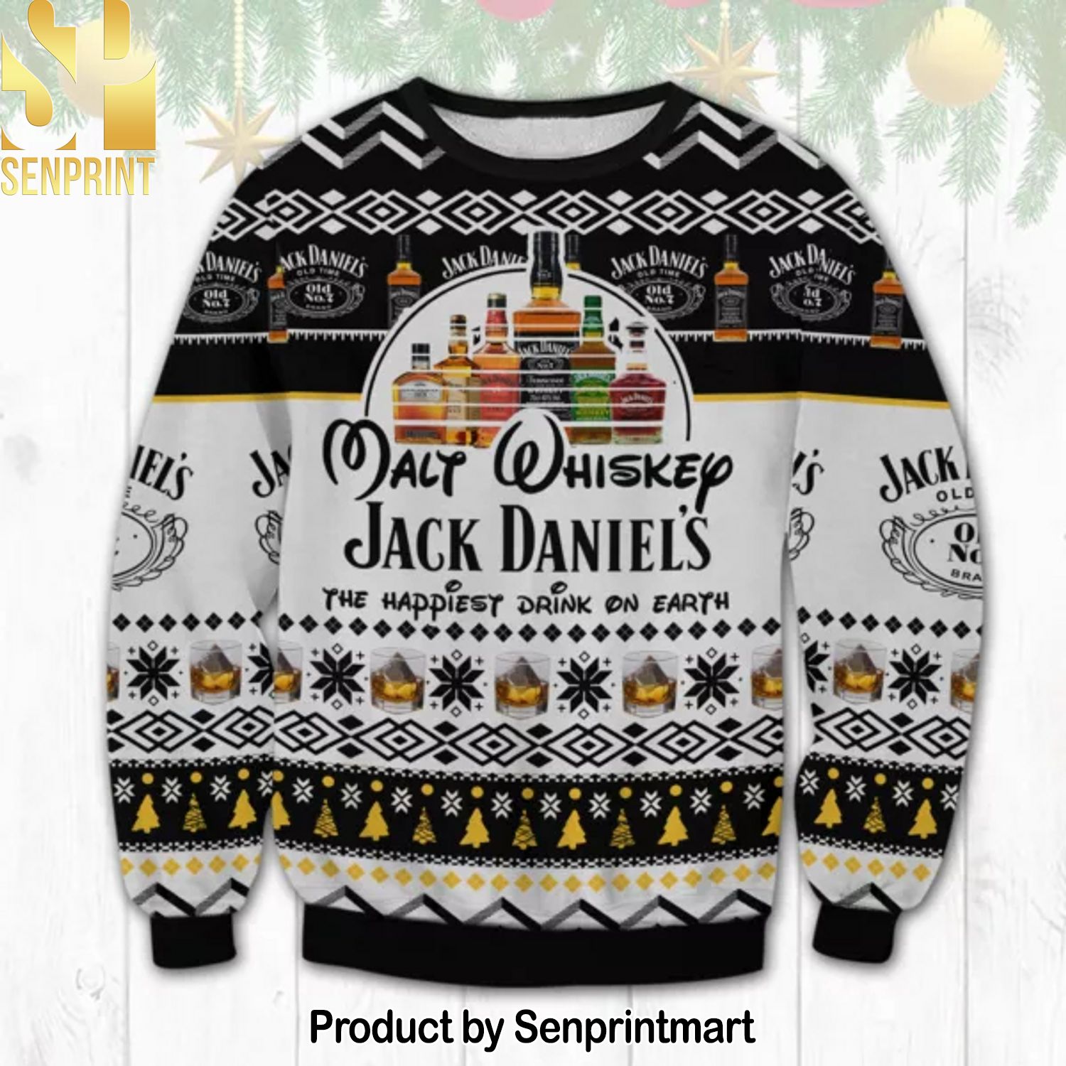 Jack Daniels Happiest Drink For Christmas Gifts Ugly Xmas Wool Knitted ...