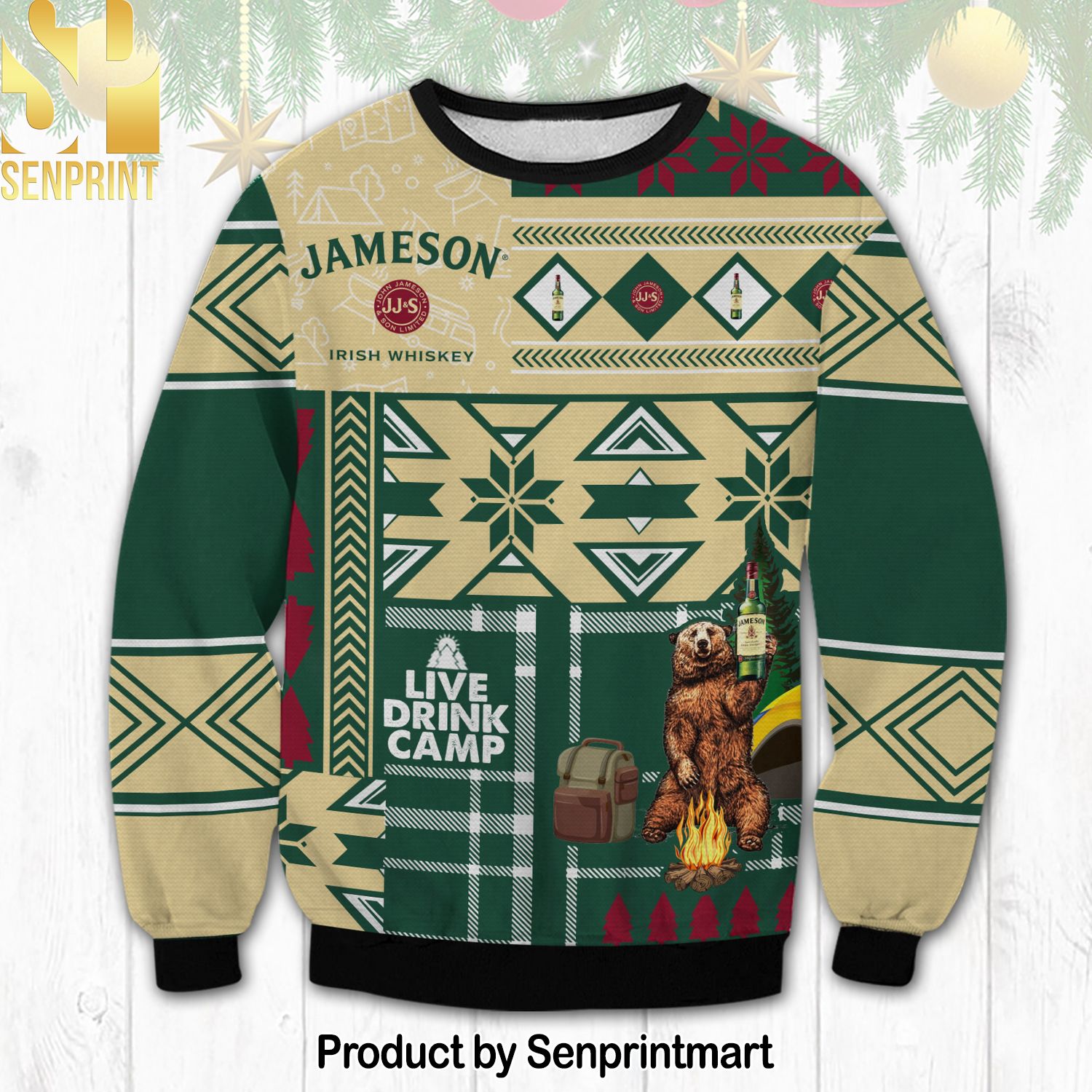 Jameson Camping For Christmas Gifts Ugly Christmas Holiday Sweater