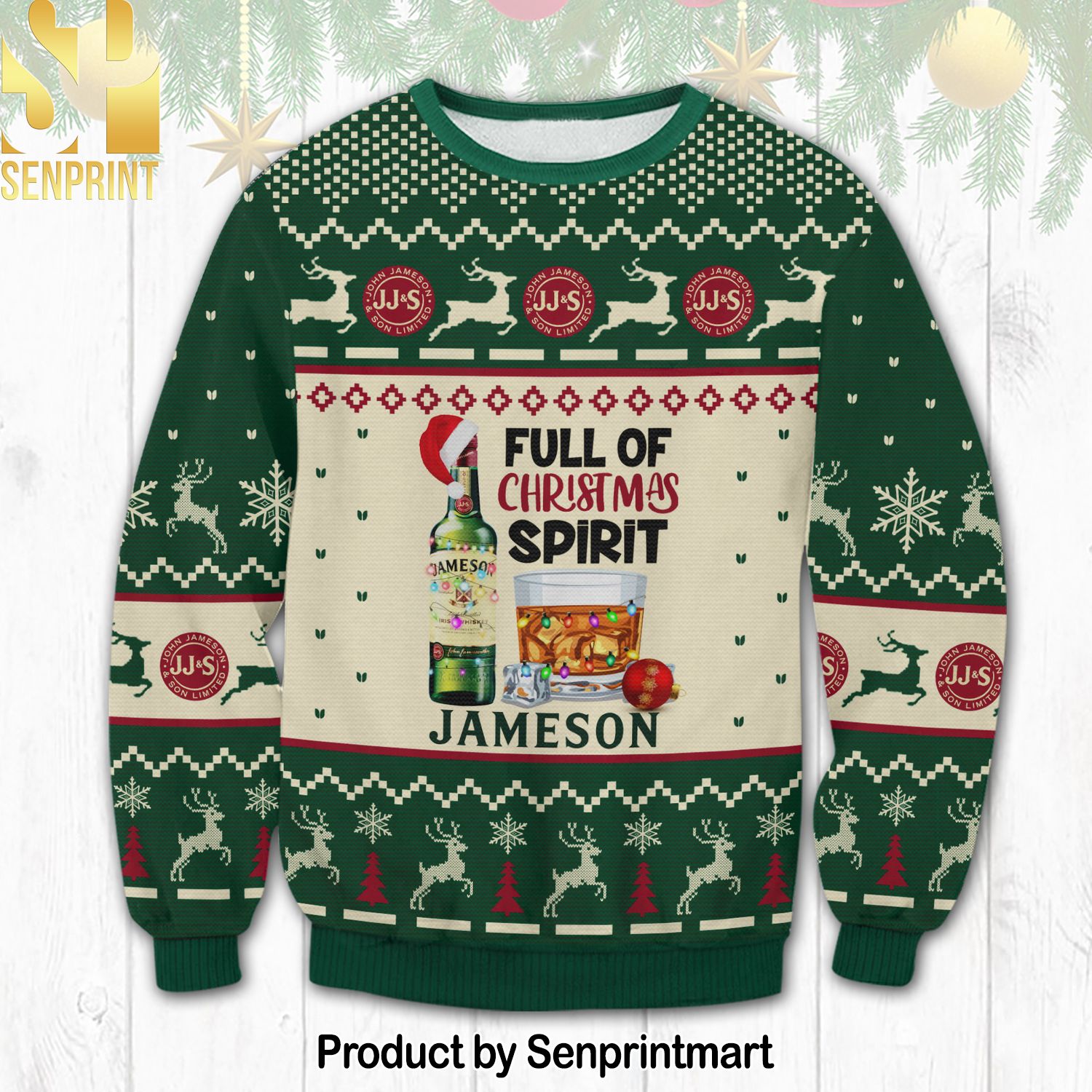 Jameson Christmas Spirit Knitting Pattern 3D Print Ugly Sweater