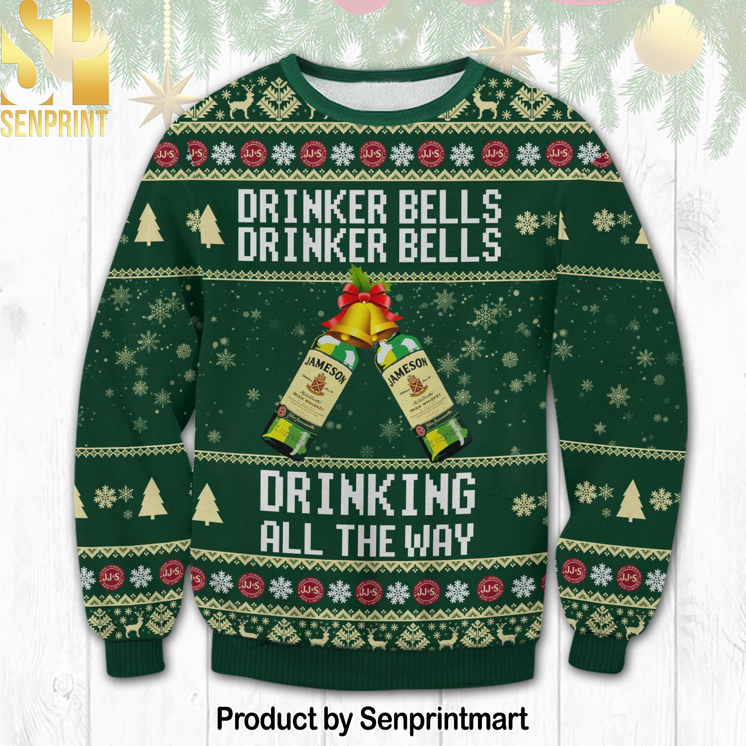 Jameson Drinker Bells For Christmas Gifts 3D Printed Ugly Christmas Sweater
