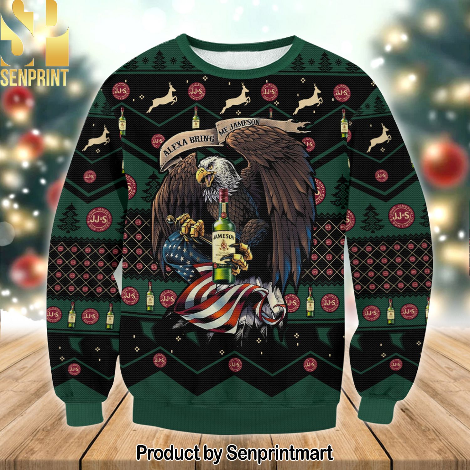 Jameson Eagle Christmas Ugly Wool Knitted Sweater