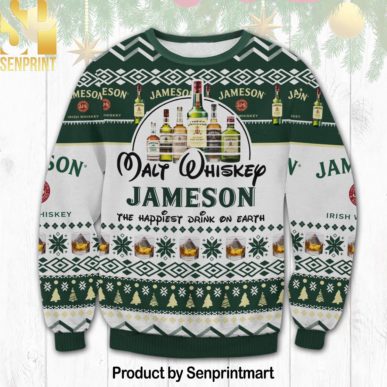 Jameson Happiest Drink For Christmas Gifts Ugly Xmas Wool Knitted Sweater