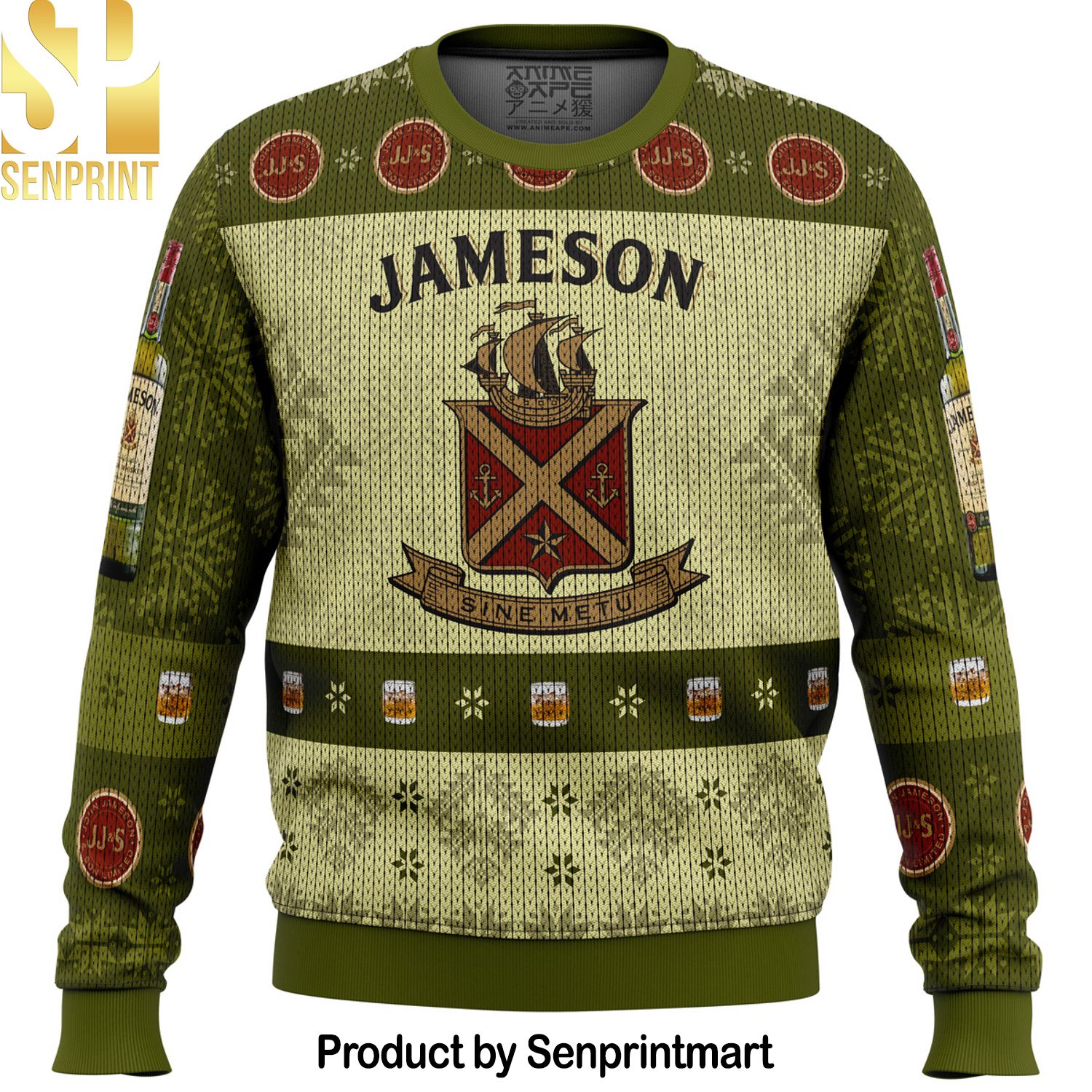 Jameson Irish Whiskey 3D Printed Ugly Christmas Sweater