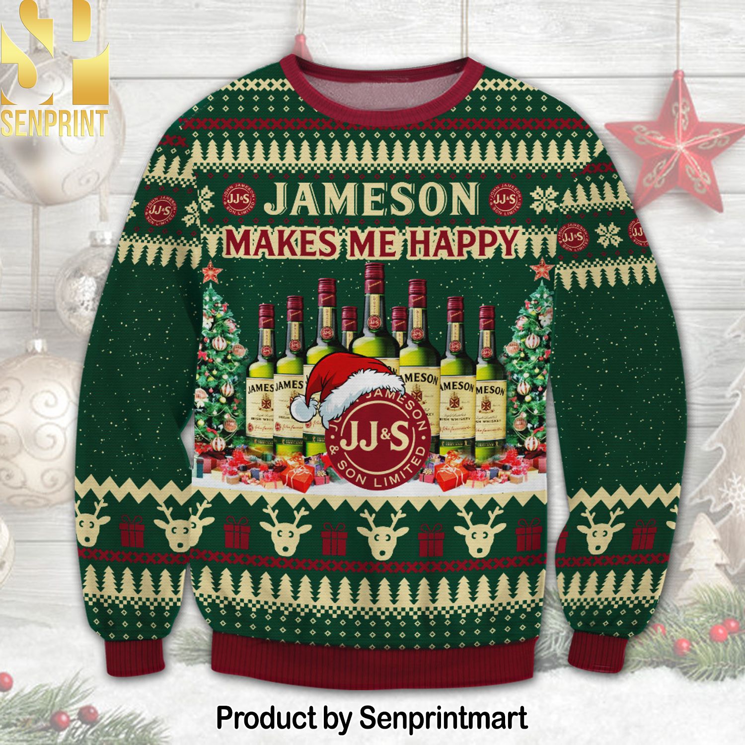 Jameson Makes Me Happy For Christmas Gifts Ugly Christmas Sweater