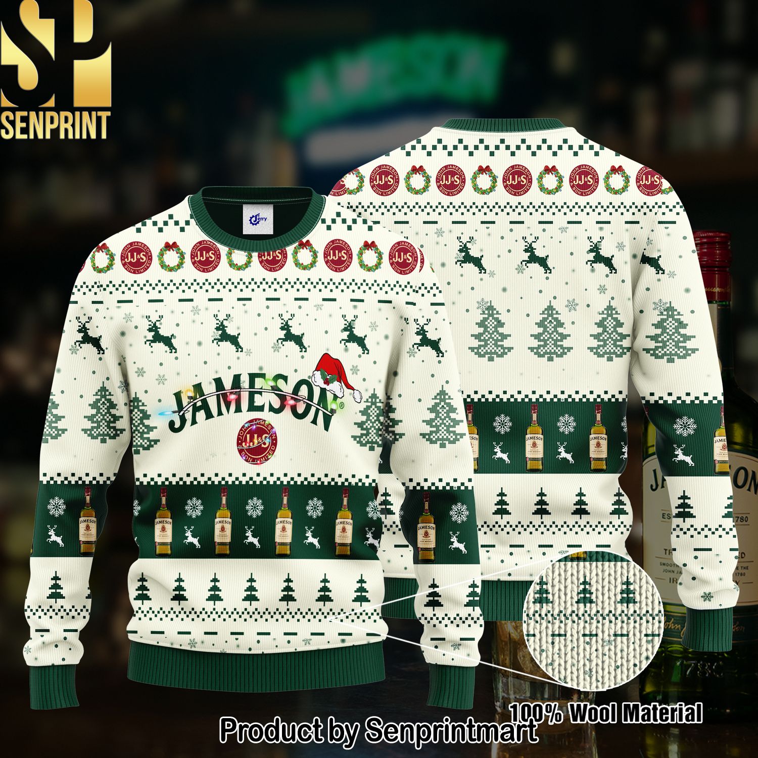 Jameson Santa Hat Christmas Christmas Ugly Wool Knitted Sweater