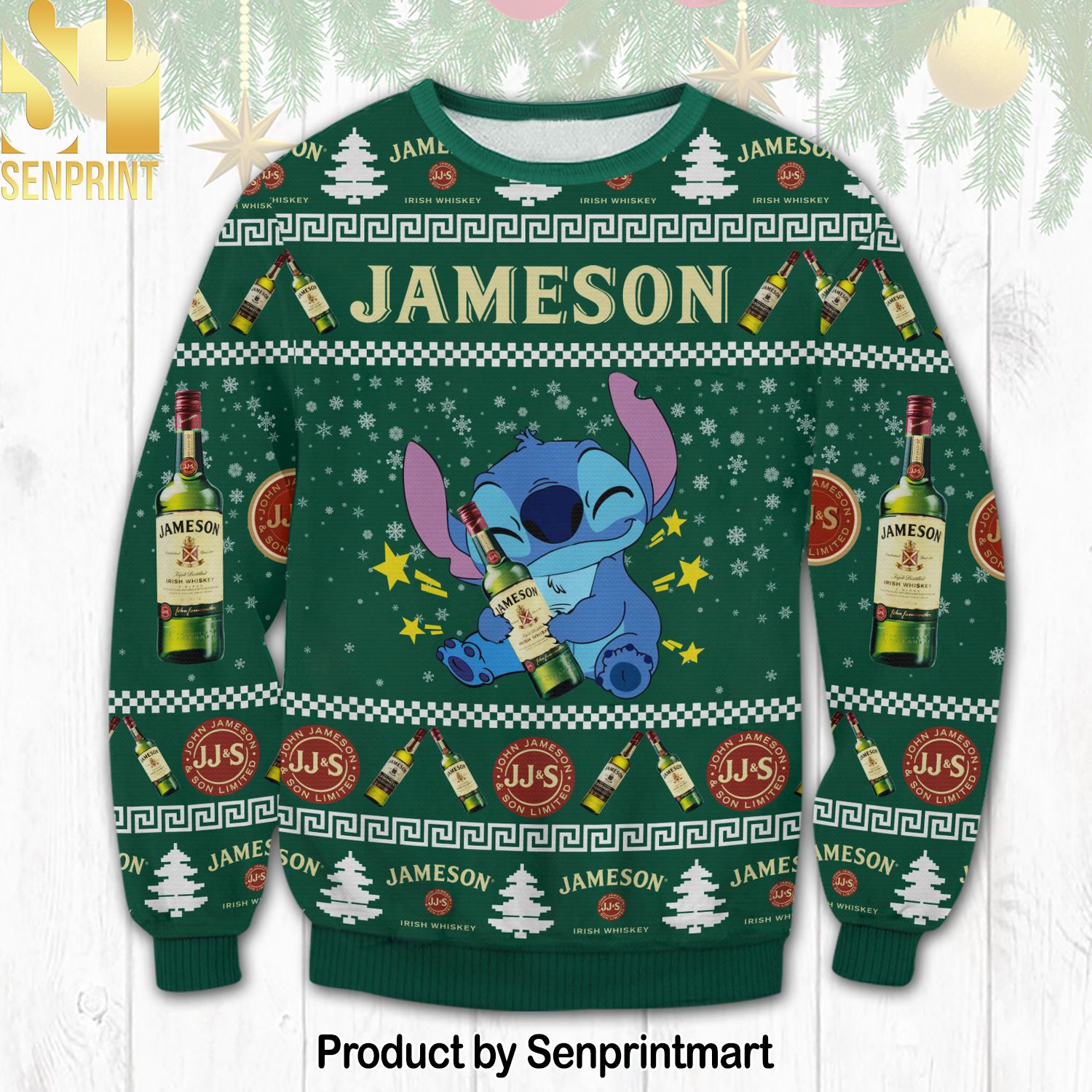 Jameson Stitch 3D Printed Ugly Christmas Sweater