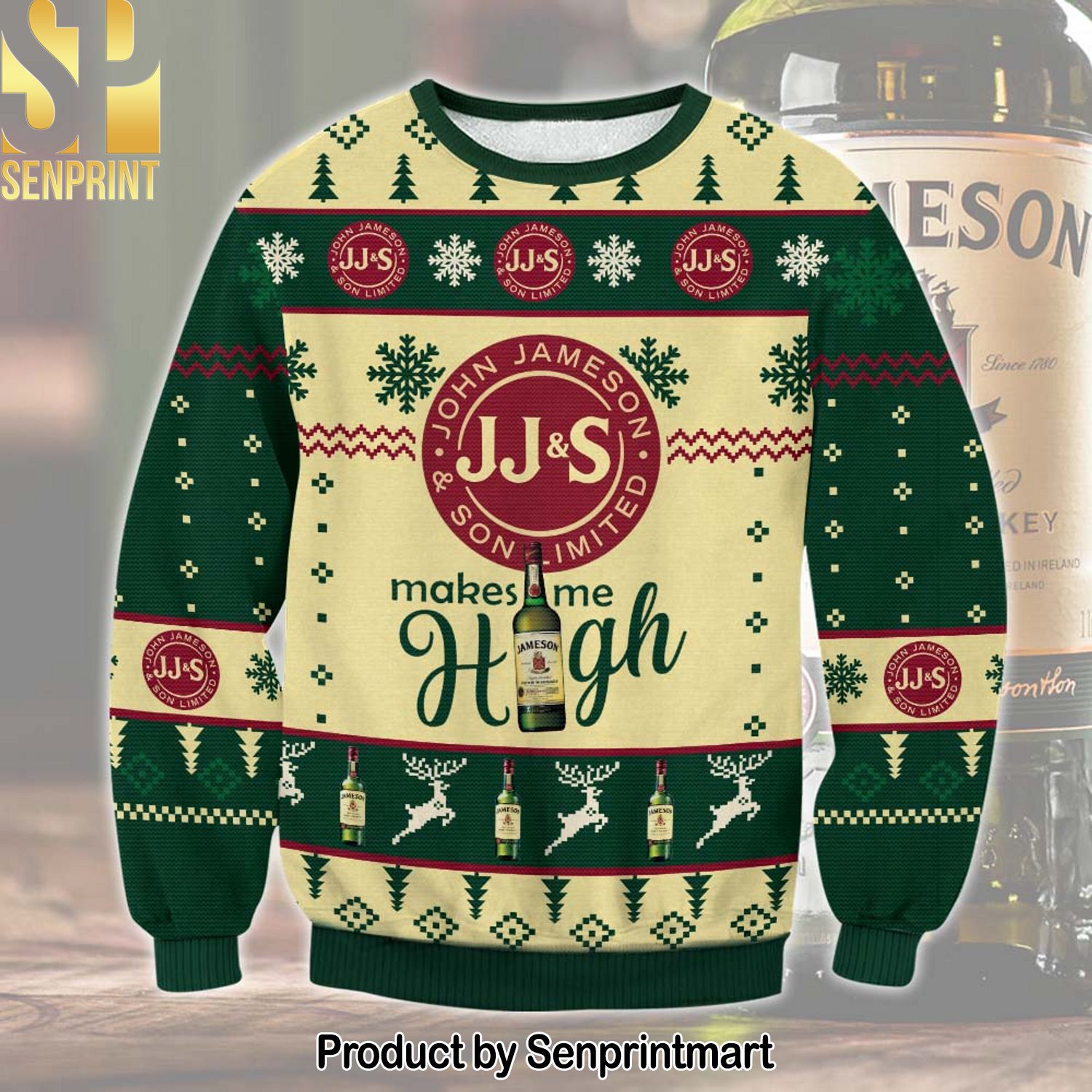 Jameson Whiskey Make Me High Knitting Pattern Ugly Christmas Sweater