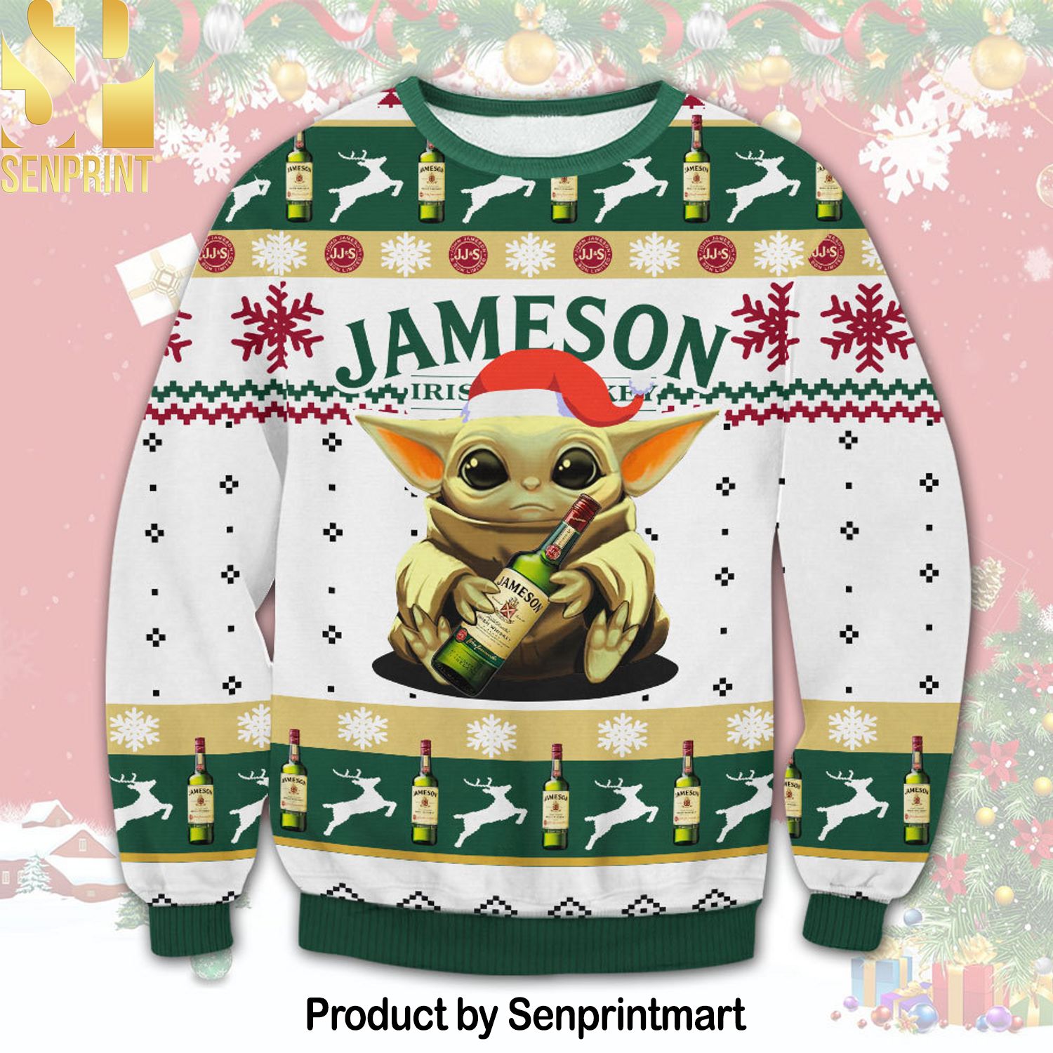 Jameson Yoda Ugly Christmas Holiday Sweater